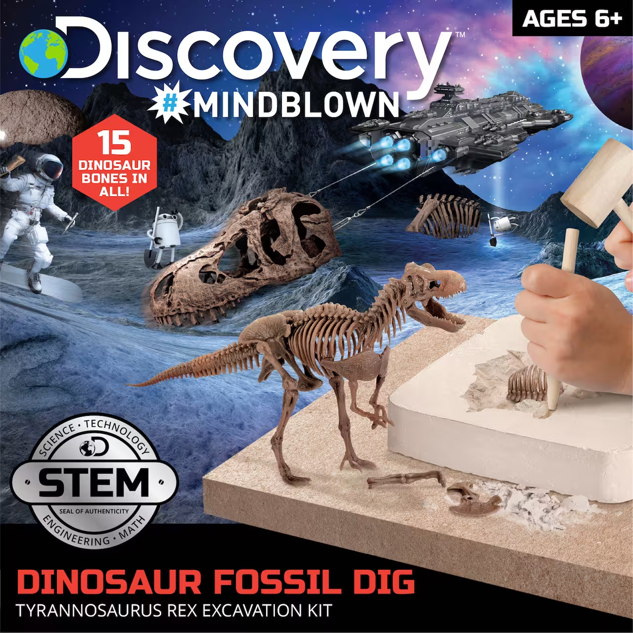 NEW Discovery Mindblown STEM 2-Dinosaur Fossil Skeleton Dig Kit T-REX+VELOCIRAPT