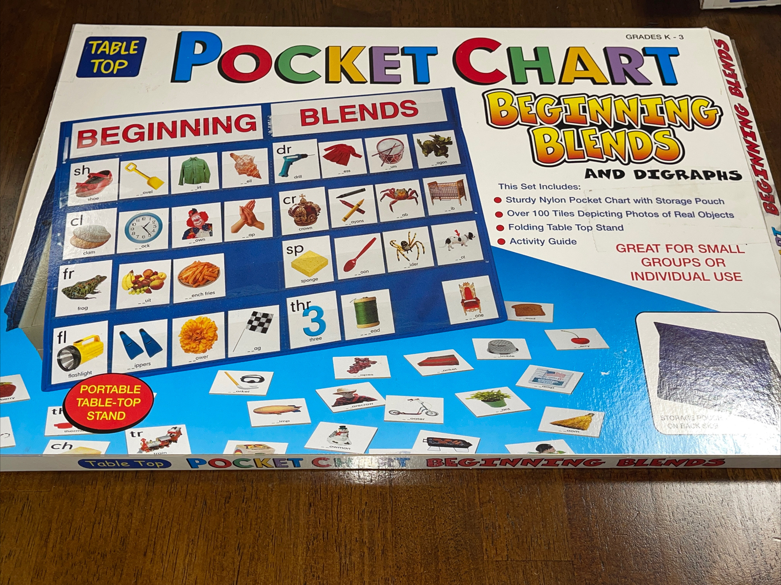 Table Top Pocket Chart Stand & BEGINING BLENDS DIGRAPHS Learning Tiles