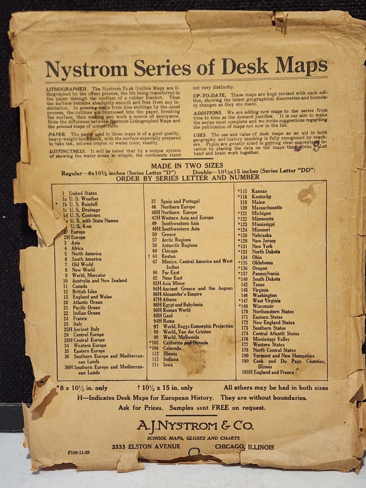 46- Nystrom WESTERN HEMISPHERE NO D 8 Desk Outline Maps Teachers Aids (Rare)