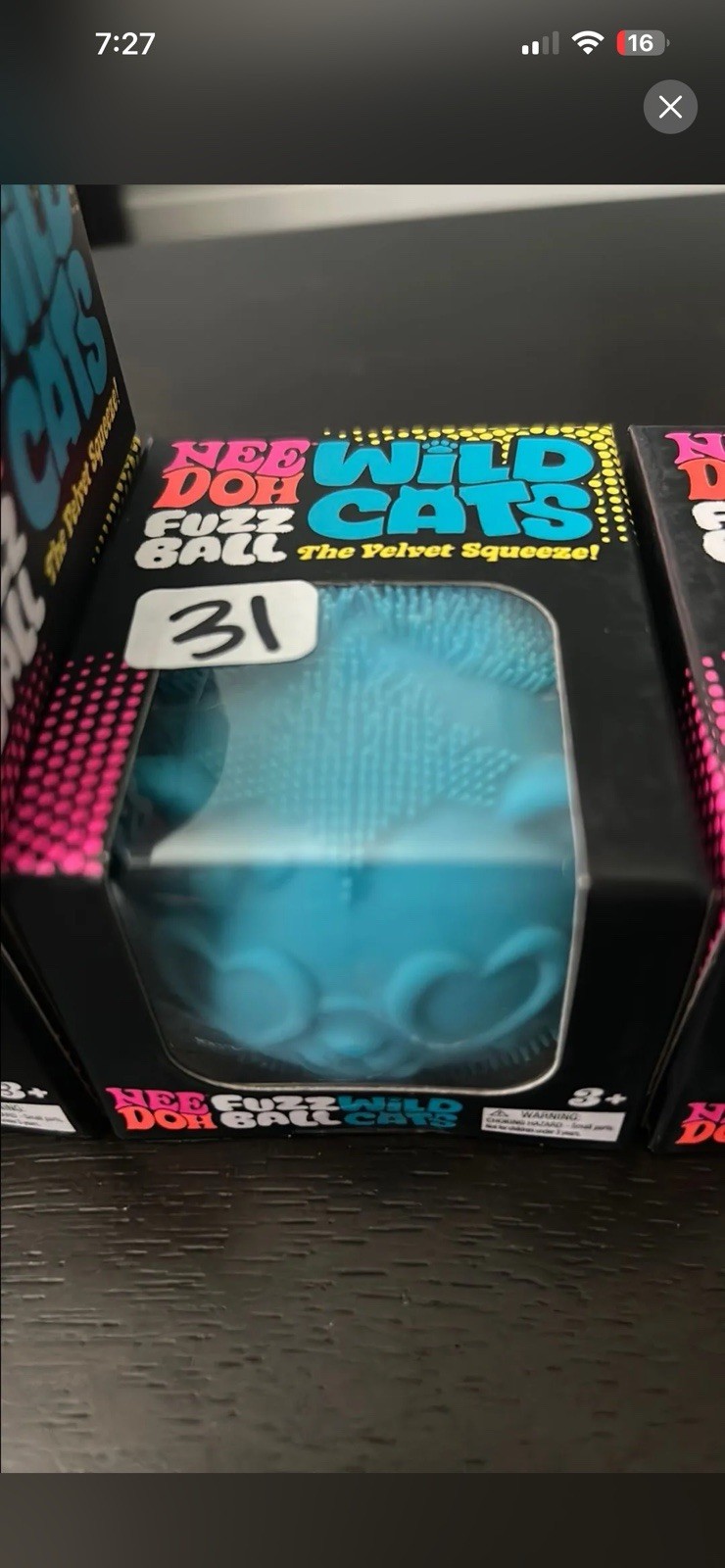 NeeDoh Wild Cats Fuzz Ball Velvet Squeeze Toy Blue Ages 3+ (3-4 Years)