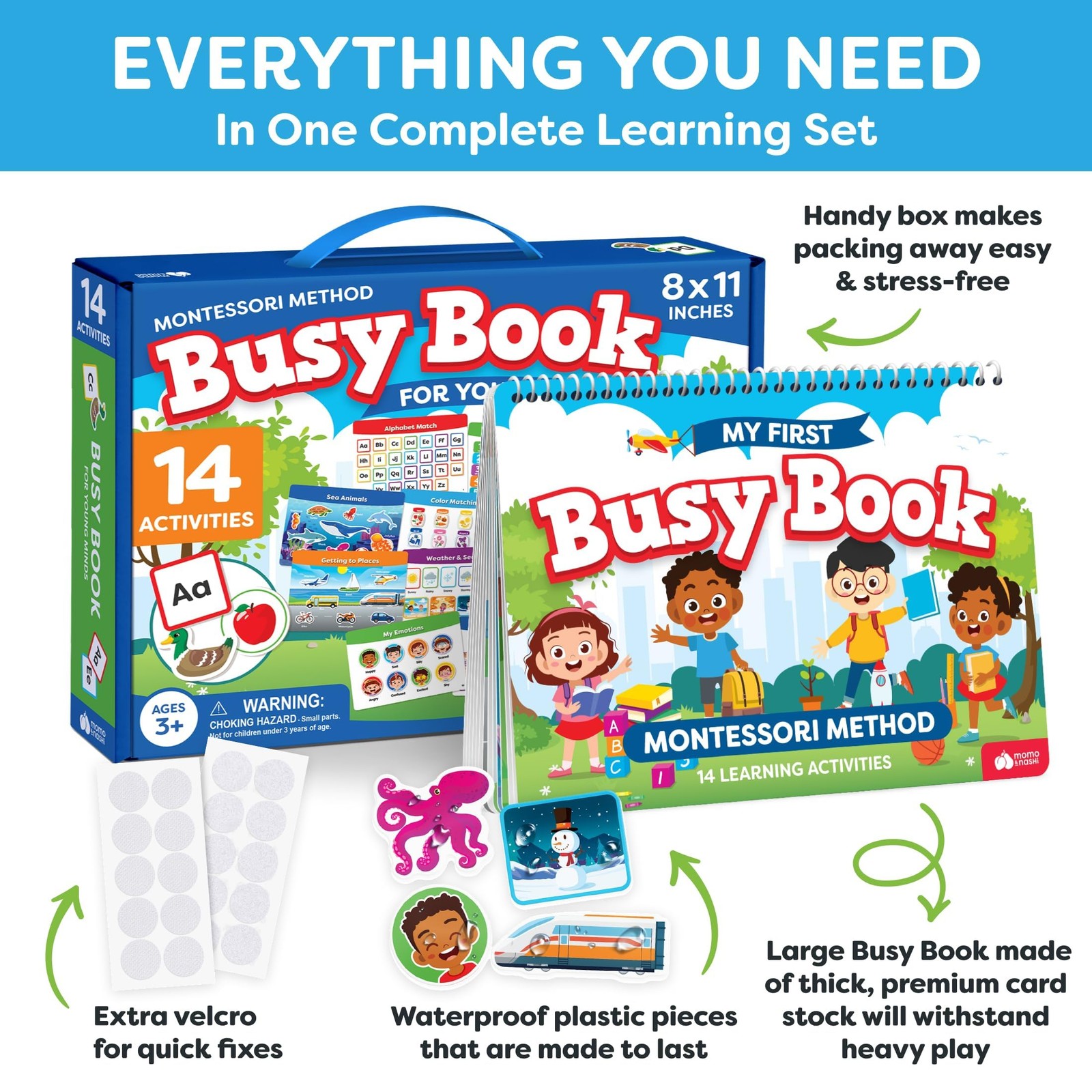 Montessori Preschool Busy Book for Toddlers Ages 3 and Up – Preassembled Pres…