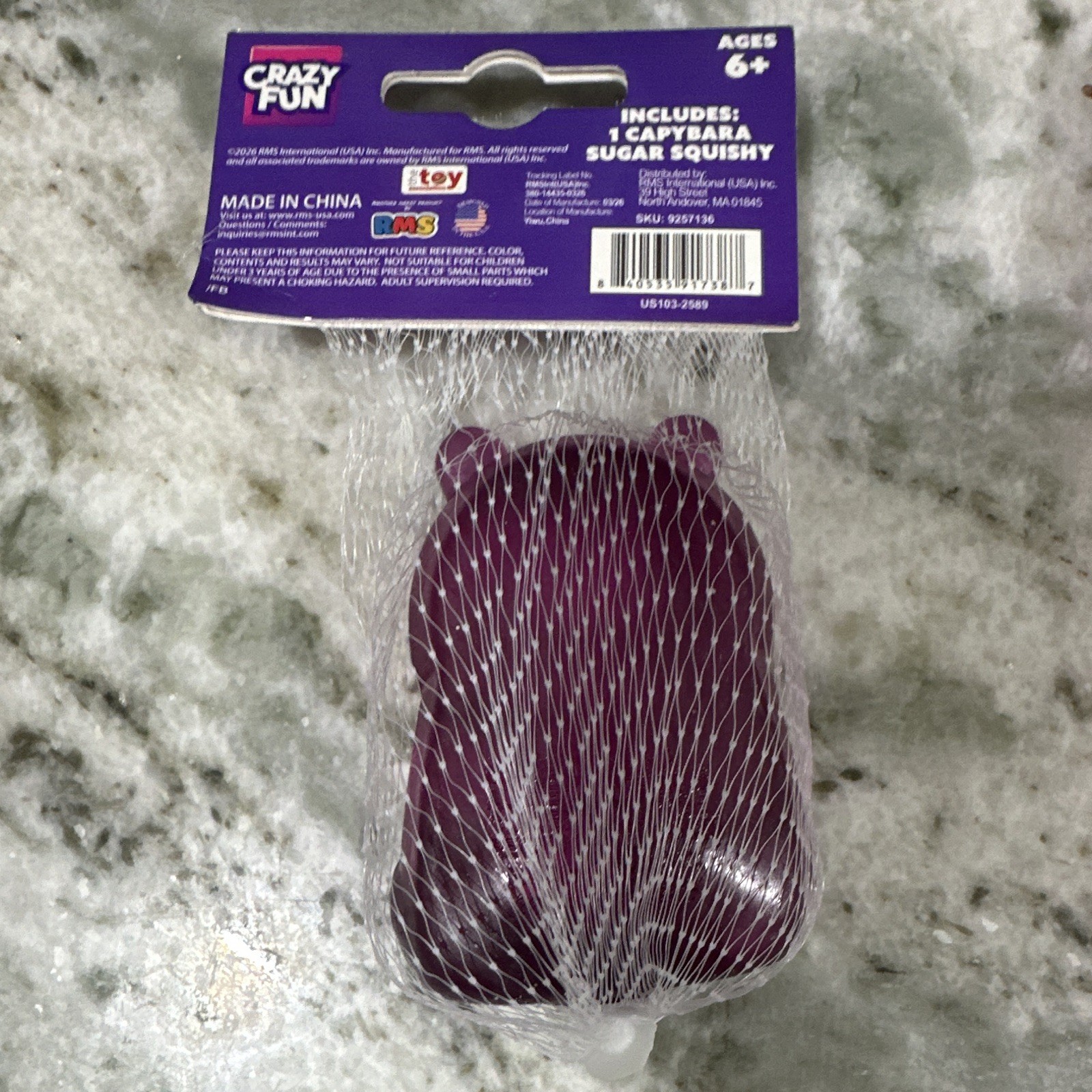 Crazy Fun Scented Sugar Squishy 2 Pack Capybara Purple + Bear Red Ages 6+