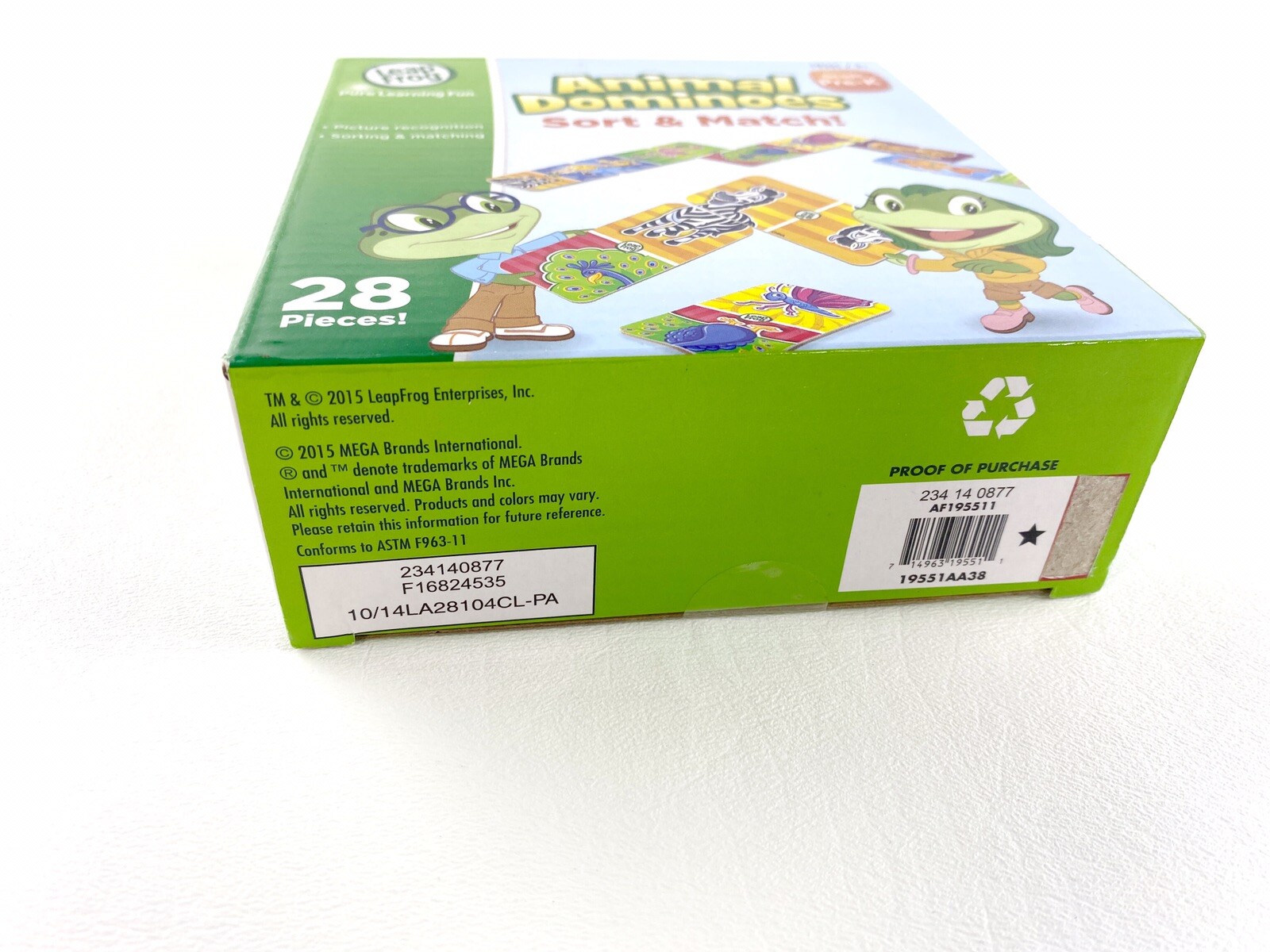 Leap Frog Animal Dominoes Sort & Match Education Toy Grade Pre-K 28 Pieces