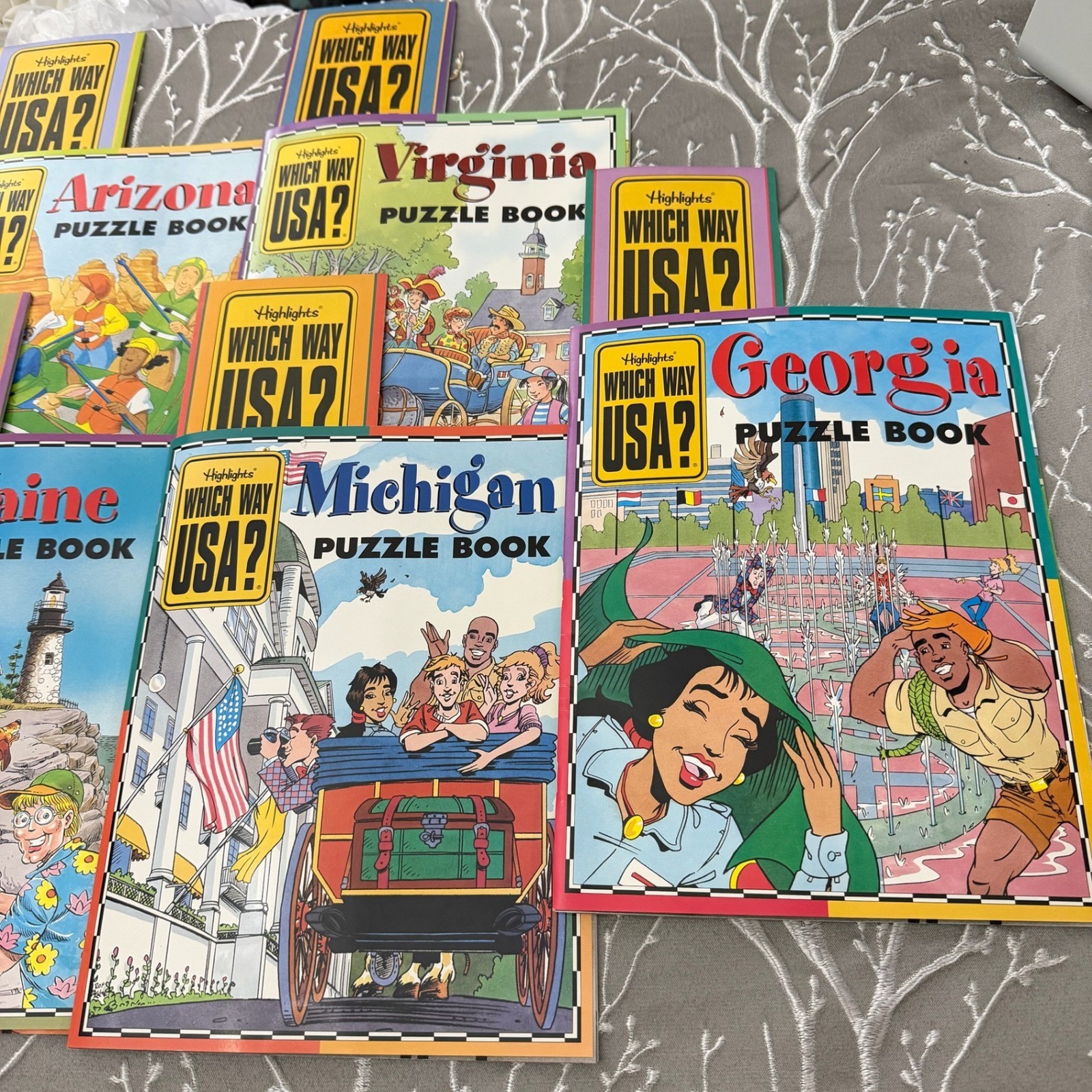 Highlights Which Way USA Puzzle Books Lot Of 10 Different States with Maps