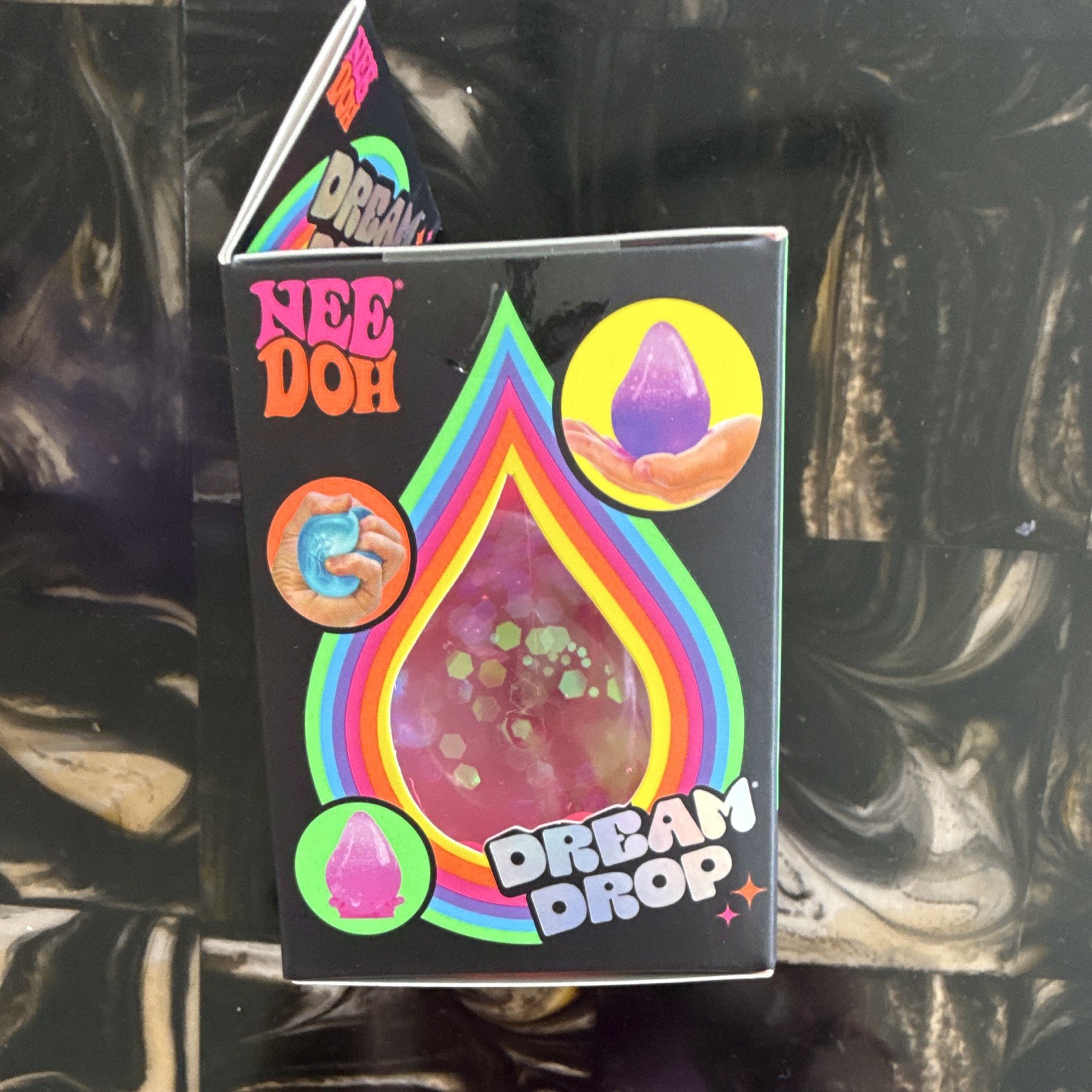 Nee Doh Dream Drop Tactile Squeeze Toy Pink Glitter Ages 3-4, 4-7, 8-11+