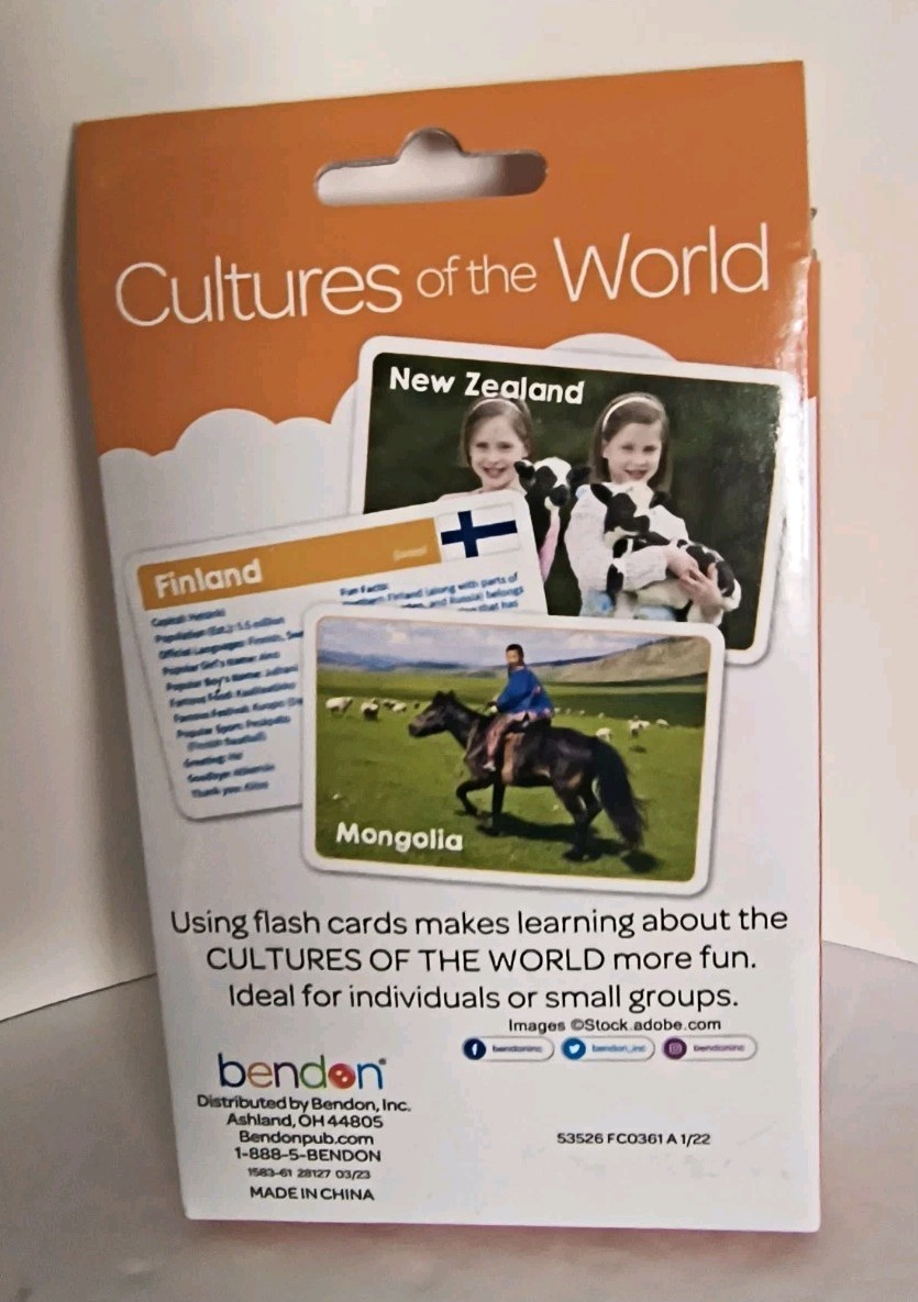 Cultures of the World (Bendon) 36 Flash Cards for Ages 6 & Up NEW! Free Shipping