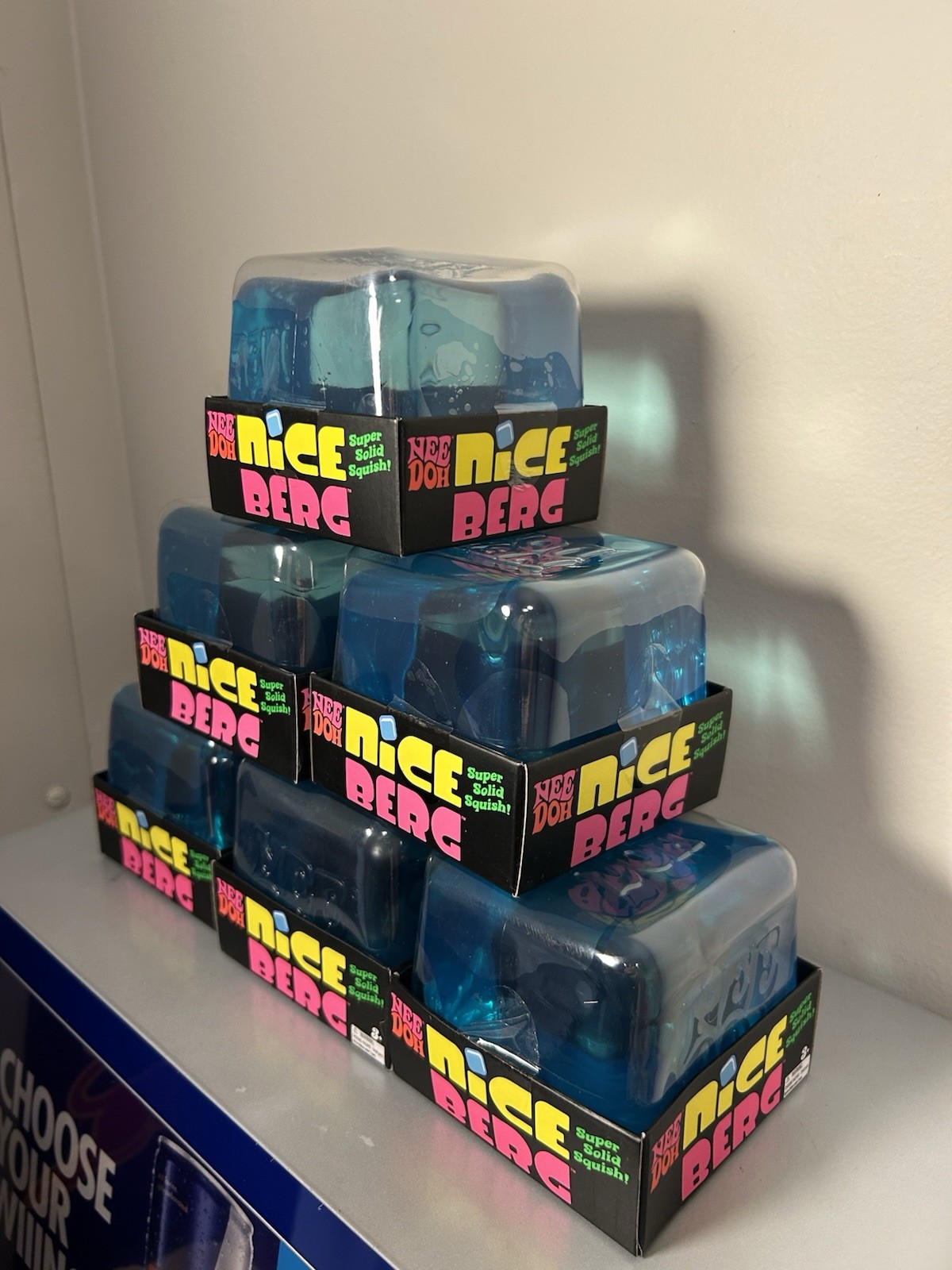 Lot Of 6 NeeDoh Nice Berg Blue XL Giant Nee Doh Niceberg Squishy BLUE Ice Block
