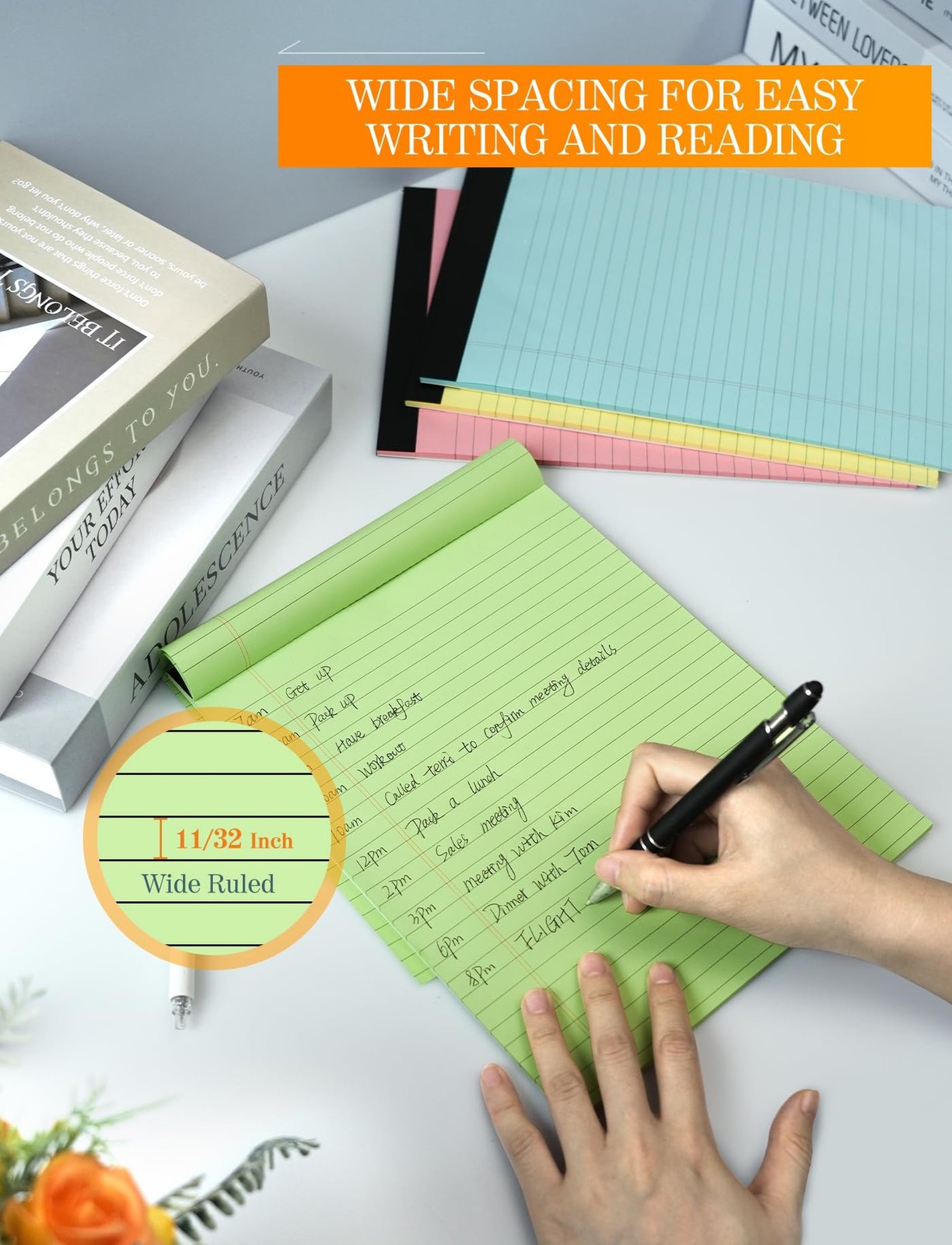 Zaviko Legal Pads 8.5 x 11 Colored Note Pads 8.5 x 11, 3 Pack Notepads 8.5×11…