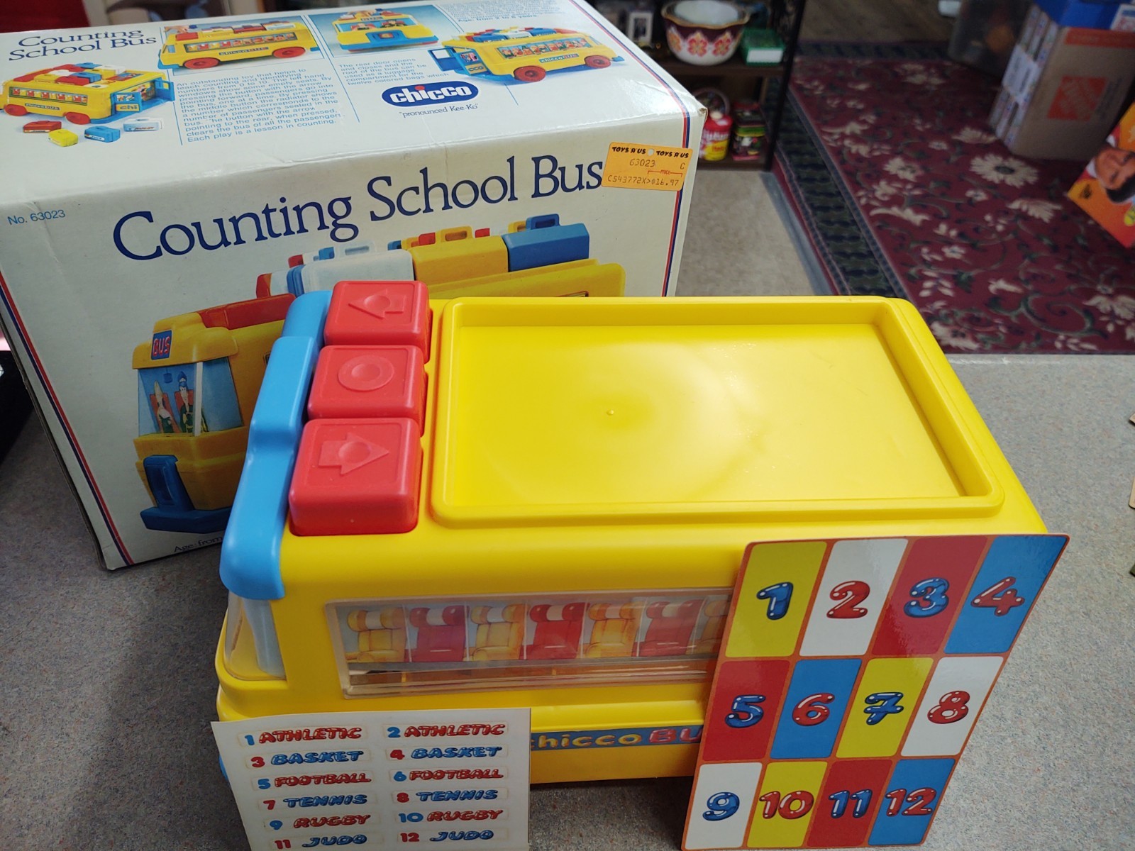 Vintage CHICCO Italy 63023 COUNTING Numbers SCHOOL BUS Complete – Original Box
