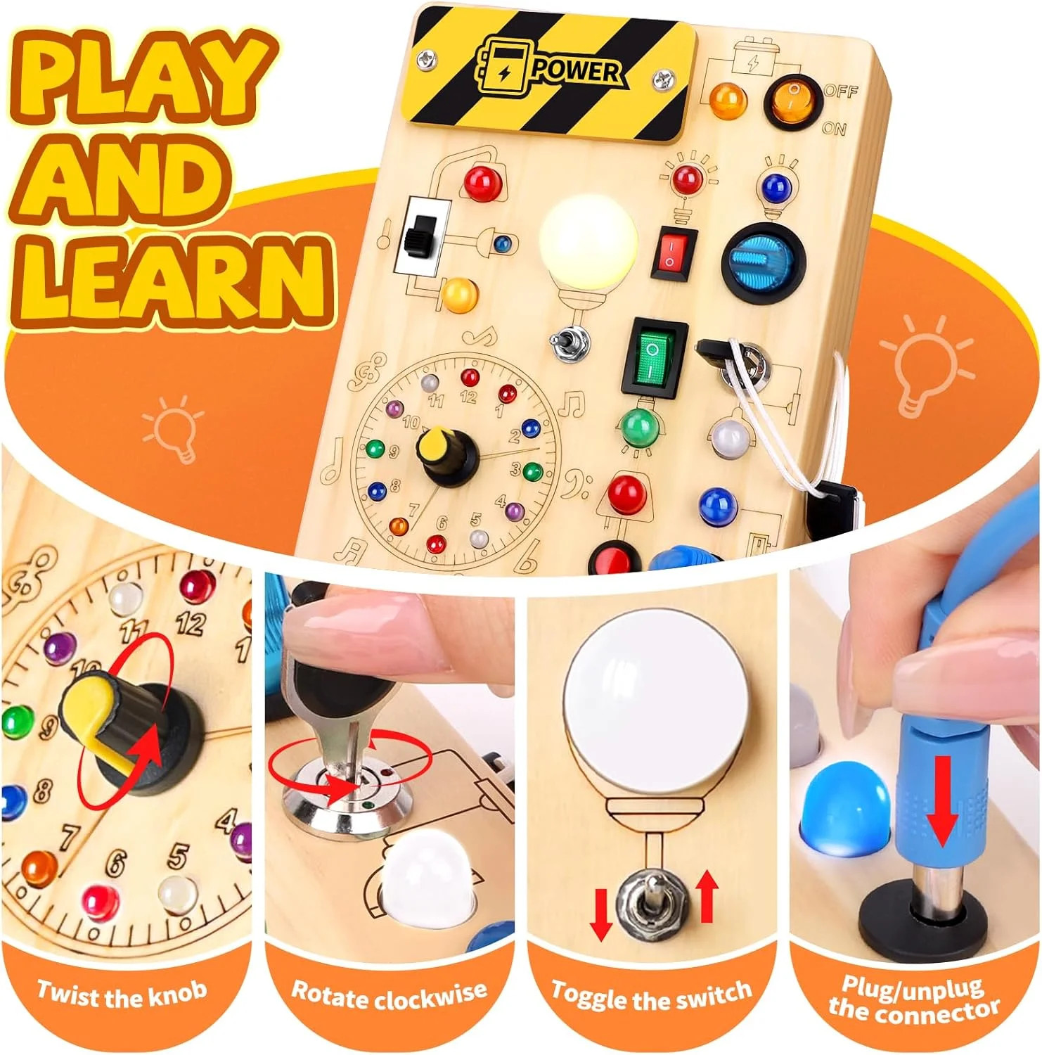 Grarain Busy Board for Toddlers – Montessori Educational Toy for 1-3 Year Old Bo