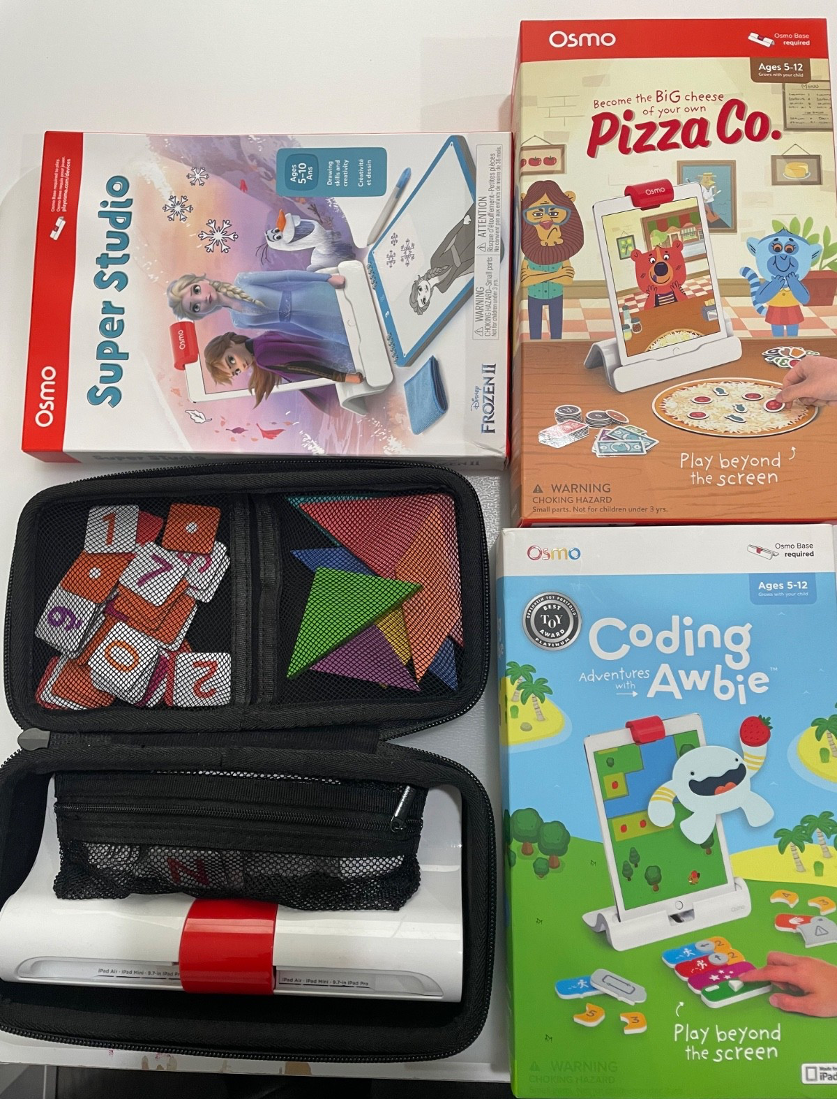 OSMO Lot- Base, Numbers, Tangram, Words, Coding, Pizza, Super Studio plus Case