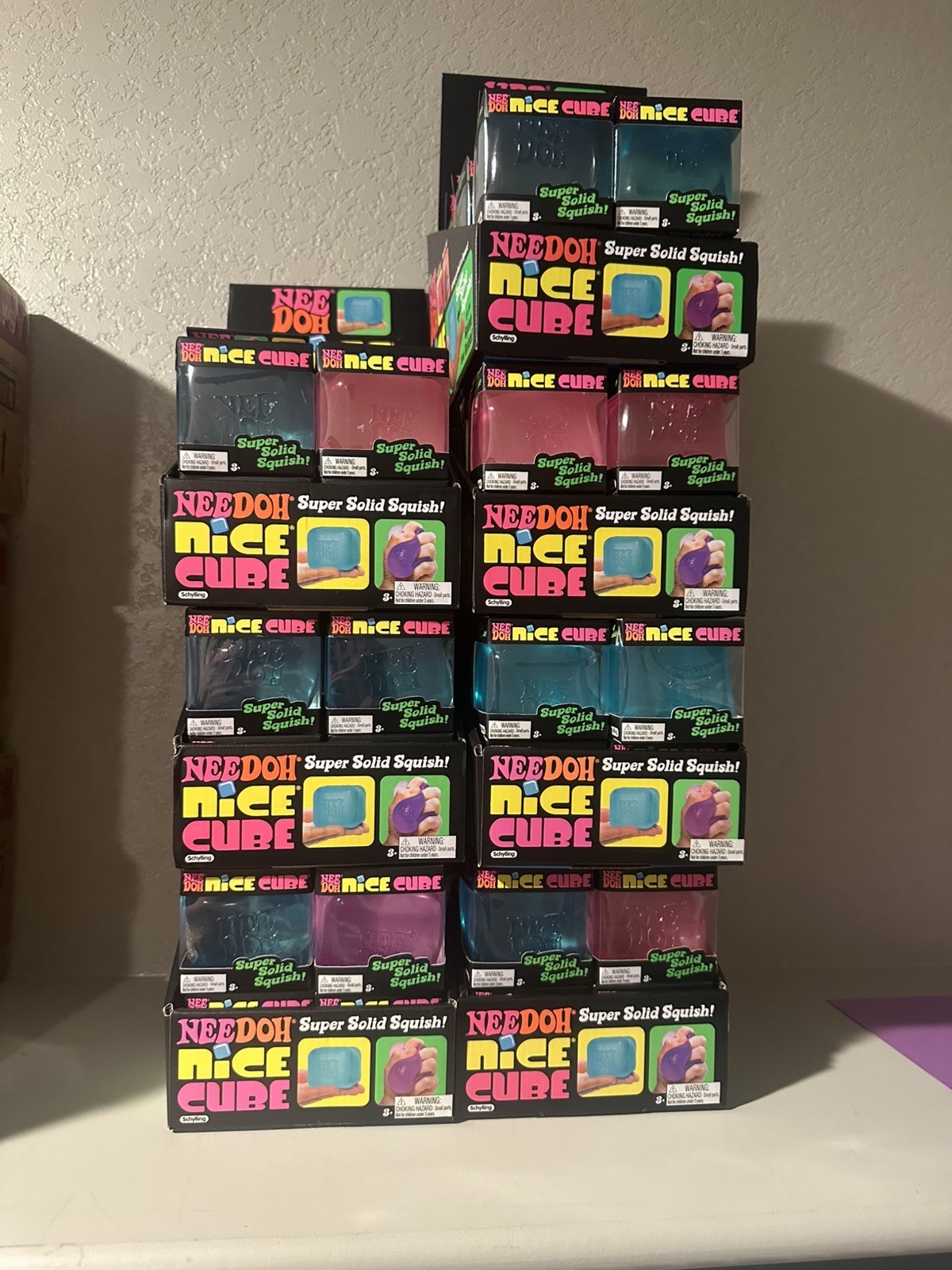 Lot Of (12) Full Case NeeDoh Nice Cube Display All 3 Colors ICE Nee Doh