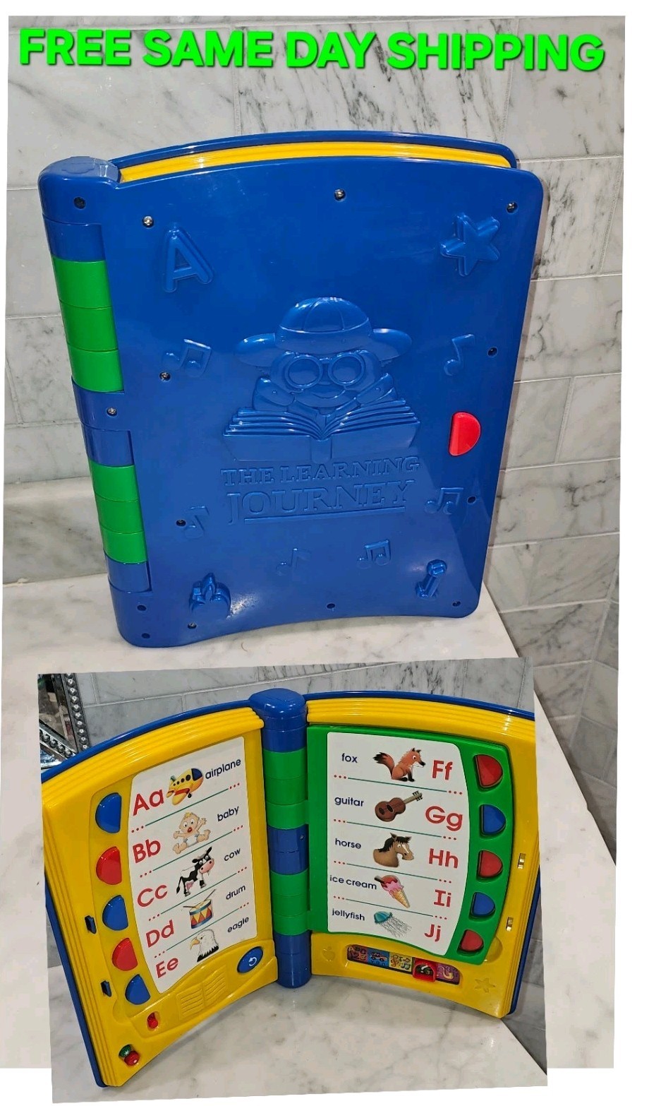 VINTAGE THE LEARNING JOURNEY Talking ABC & Time Interactive Learning Book WORKS