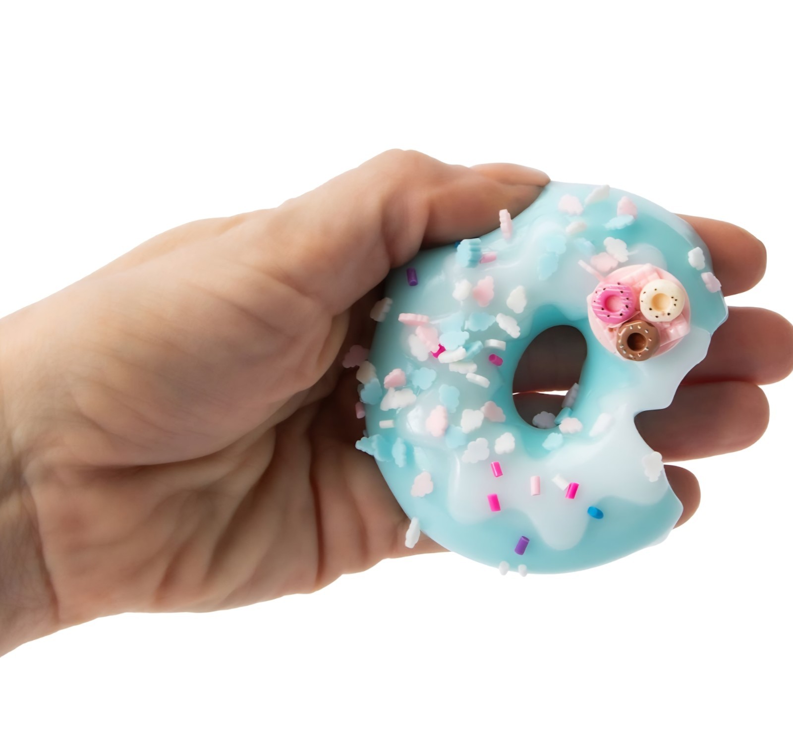Taba Jelly Squeezeables Blue Donut Squishy, Blueberry Donut Squishi Squeeze Toy