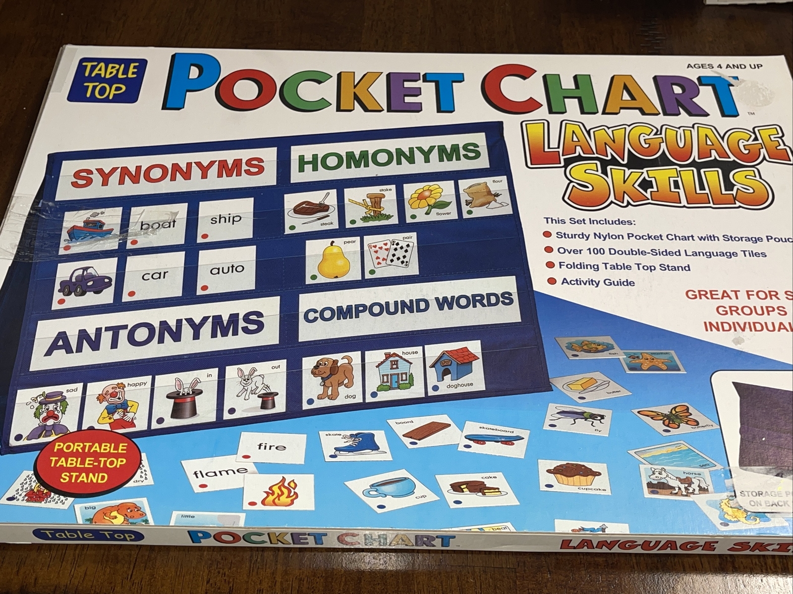 Table Top Pocket Chart Stand With LANGUAGE SKILLS Learning Tiles