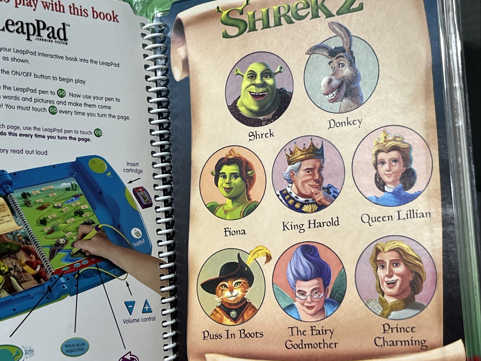 Vtg Leap Frog LeapPad Learning System Pad Book Shrek 2 The Movie Reading 2nd Grd