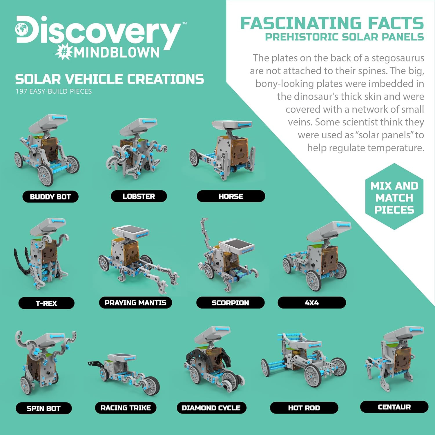 ™ STEM 12-In-1 Solar Robot Creation 197-Piece Kit with Working Solar Powered Mot