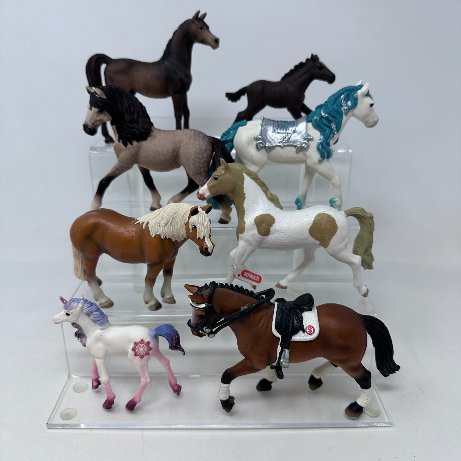 Schleich Horse Figures Lot Unicorn Foal Mare Stallion Pony Figurines Set of 8