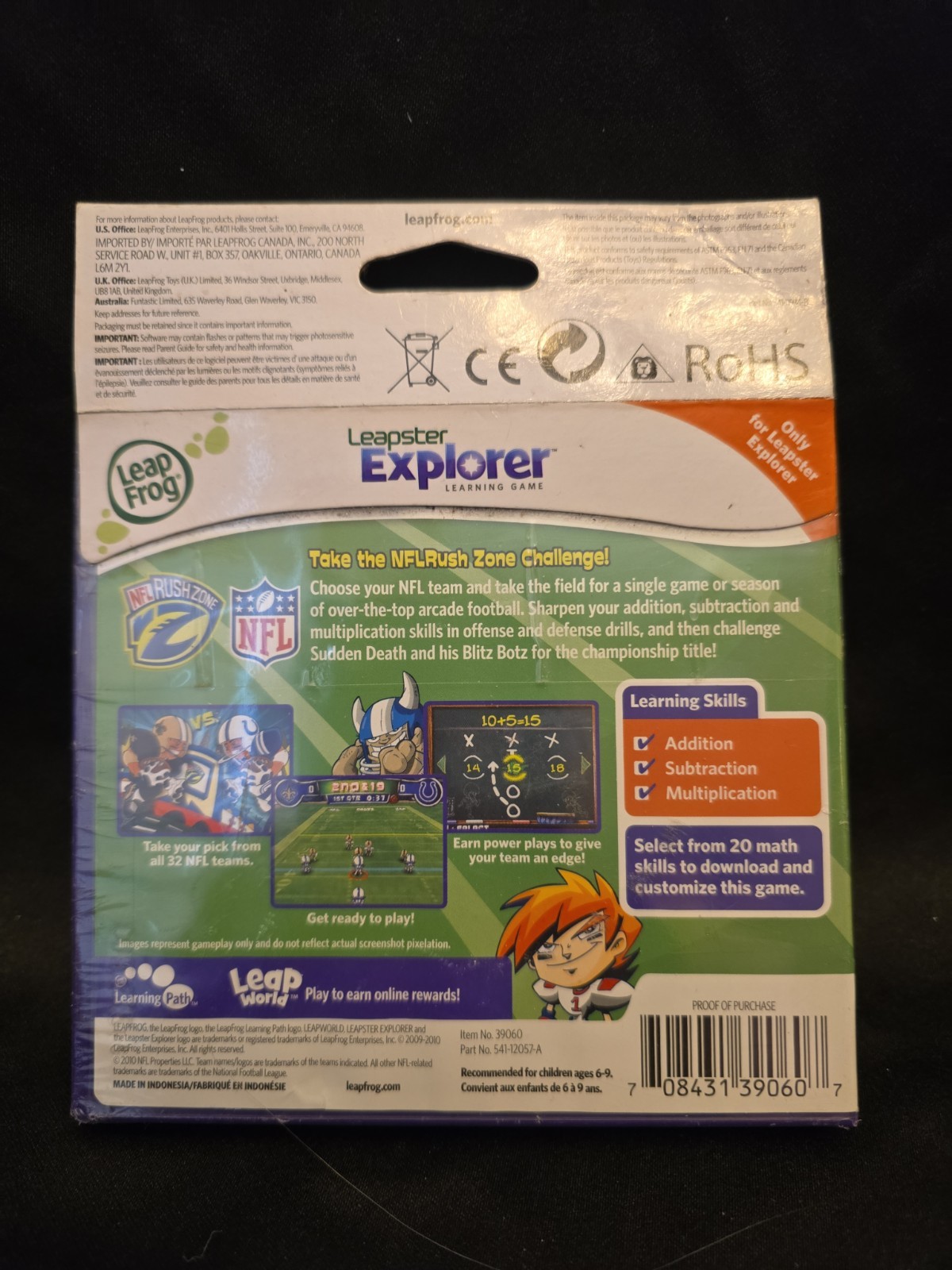 Leapfrog Leapster Explorer NFL Rush Zone Game Cartridge 1st-3rd Grade Ages 6-9