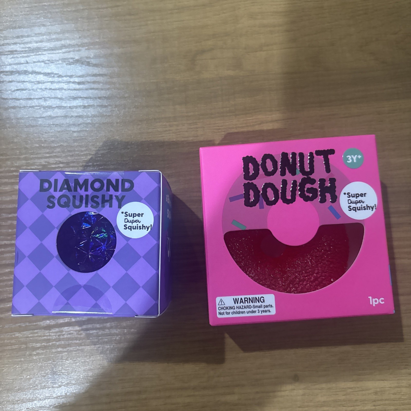 J’adore Purple Diamond & Pink Donut Squishy Stress Ball Glitter NEW