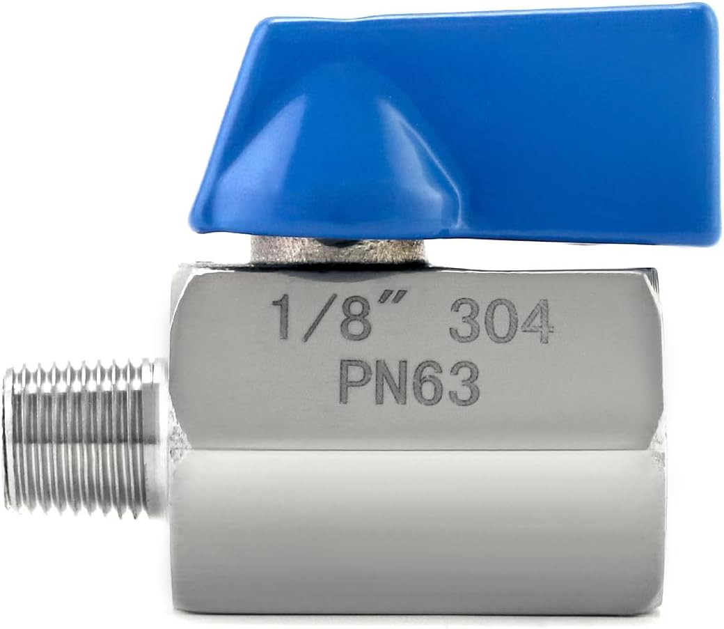 Mini Ball Valve, 4 Pack 1/8″ NPT Thread Female and Male 304 Stainless Steel Shut