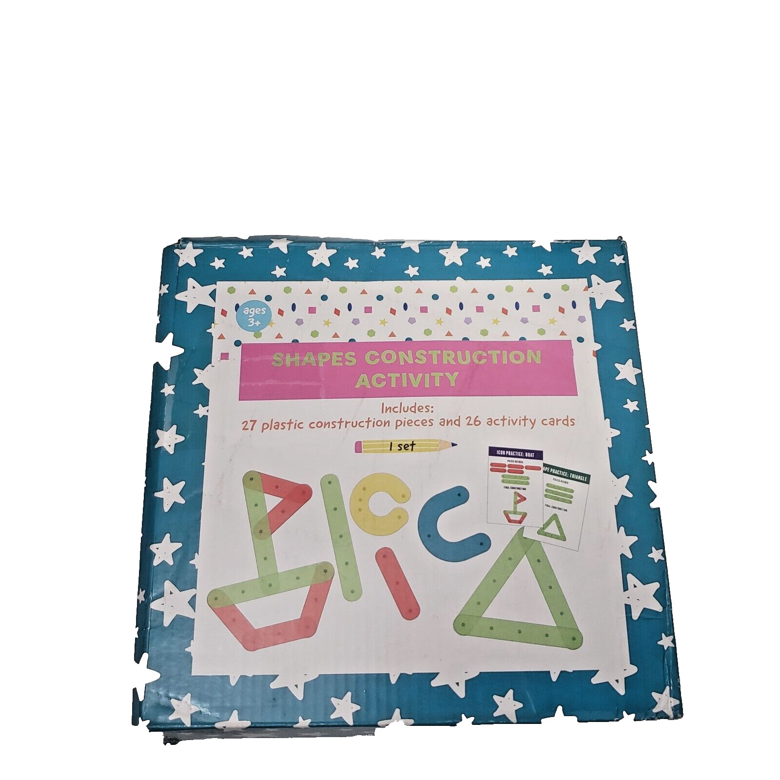 Kids Educational Shapes Construction Activity 27 Pieces w/ 26 Activity Cards NEW