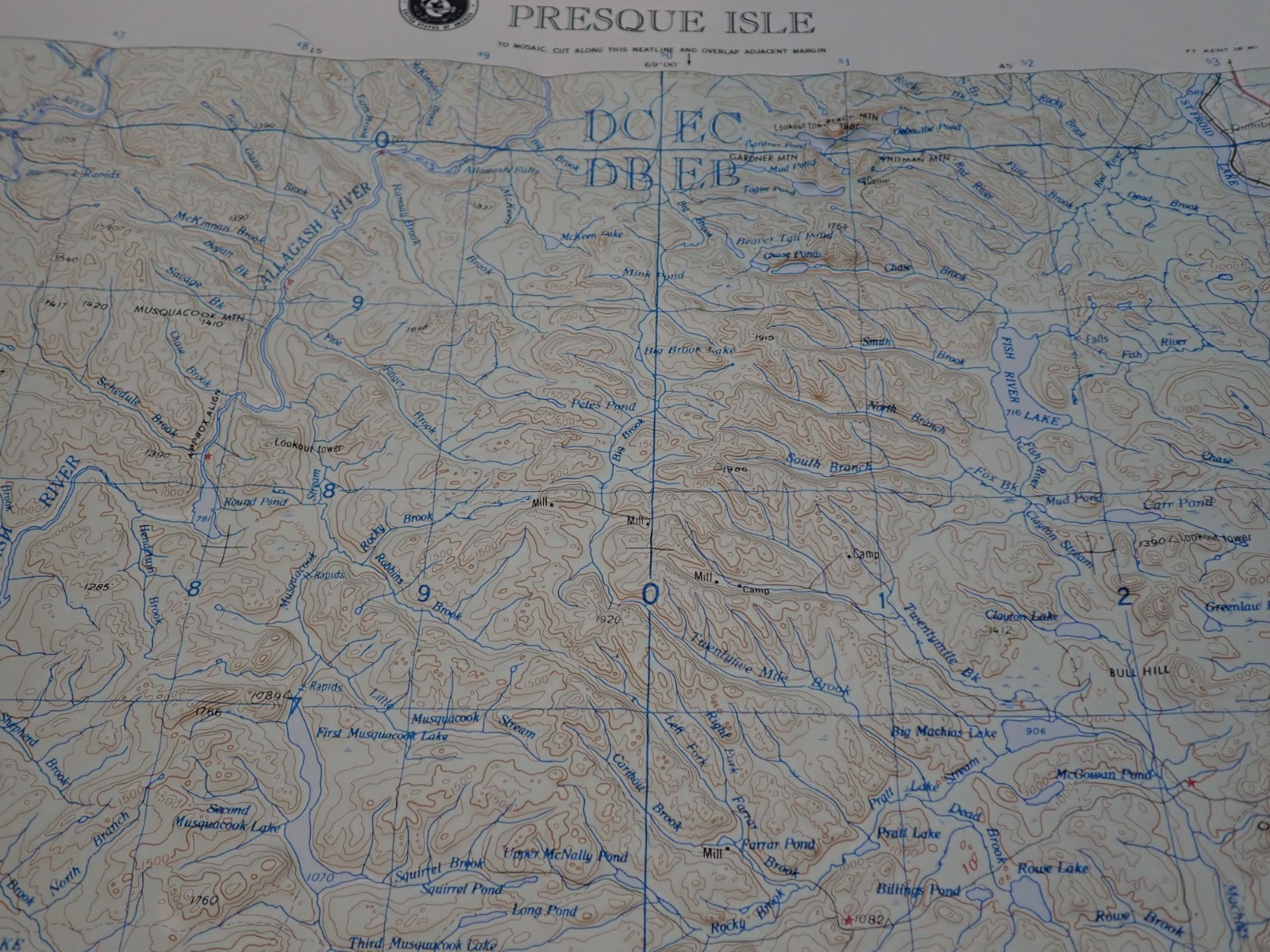 Hubbard Scientific Raised Relief Map Unframed 29″ Presque Isle Maine NL 19-5