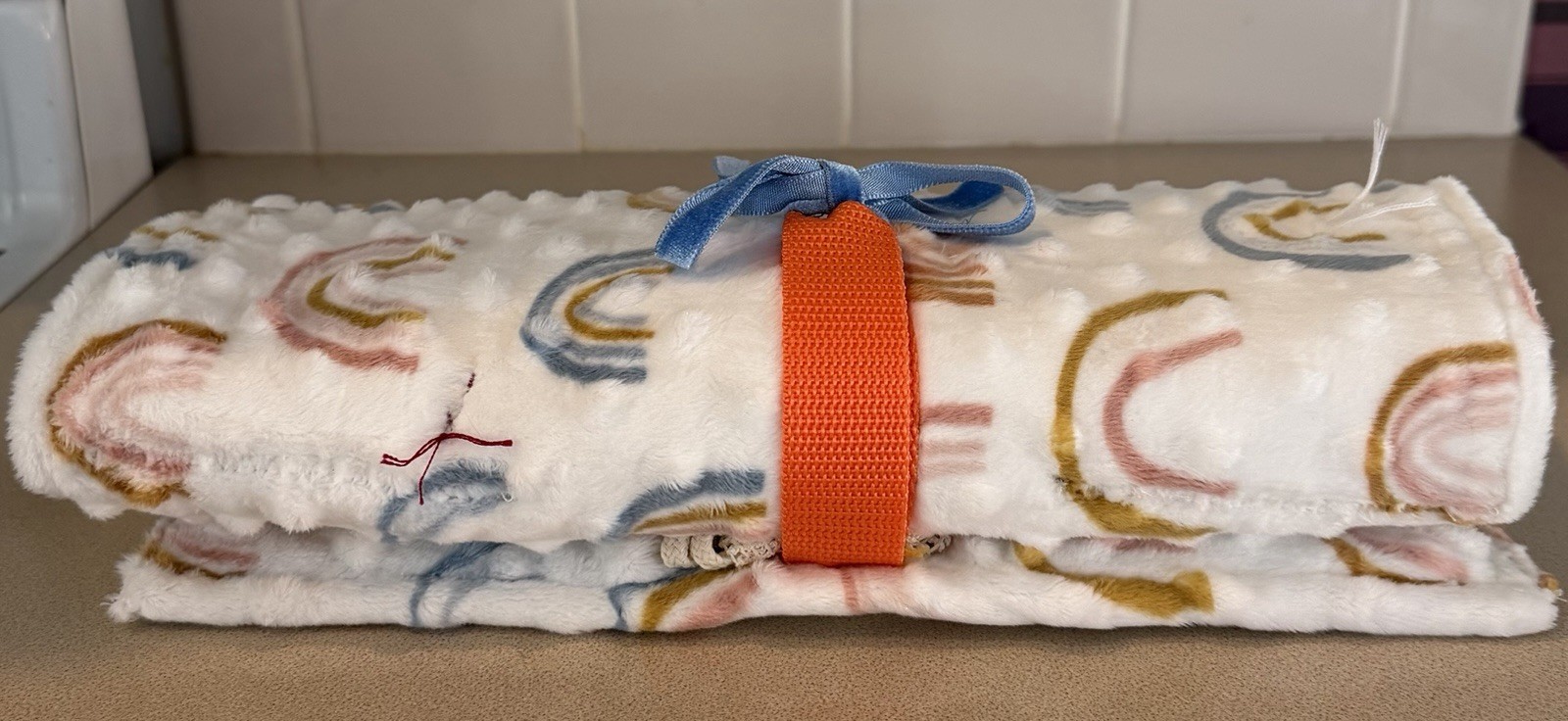 Autism Sensory Activity Mat Teddy Bear Patch Textures Bells Mesh Pocket 18×12″