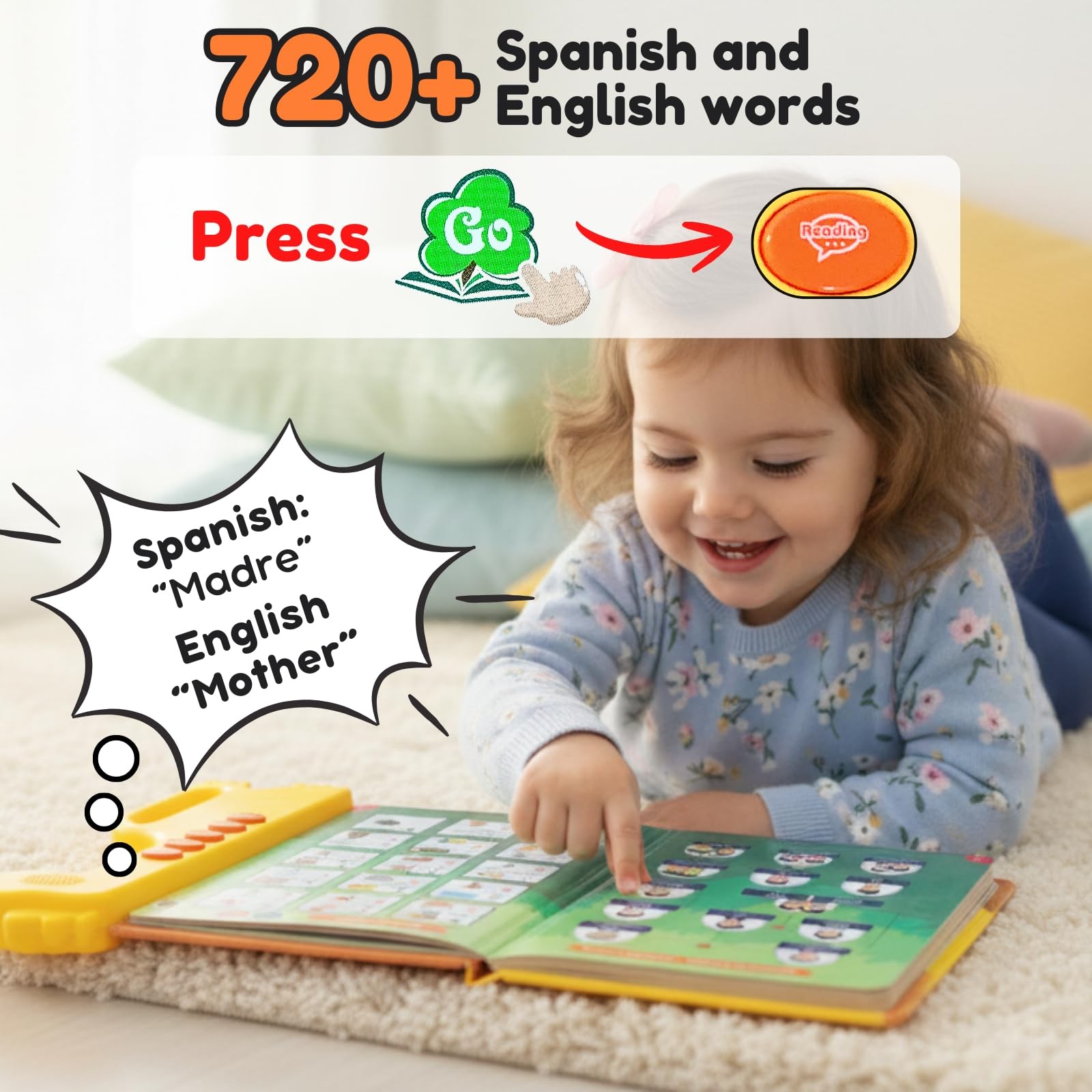 ZEENKIND Spanish English Sound Book for Kids 2 3 4 Small, Version 1: 23 Pages