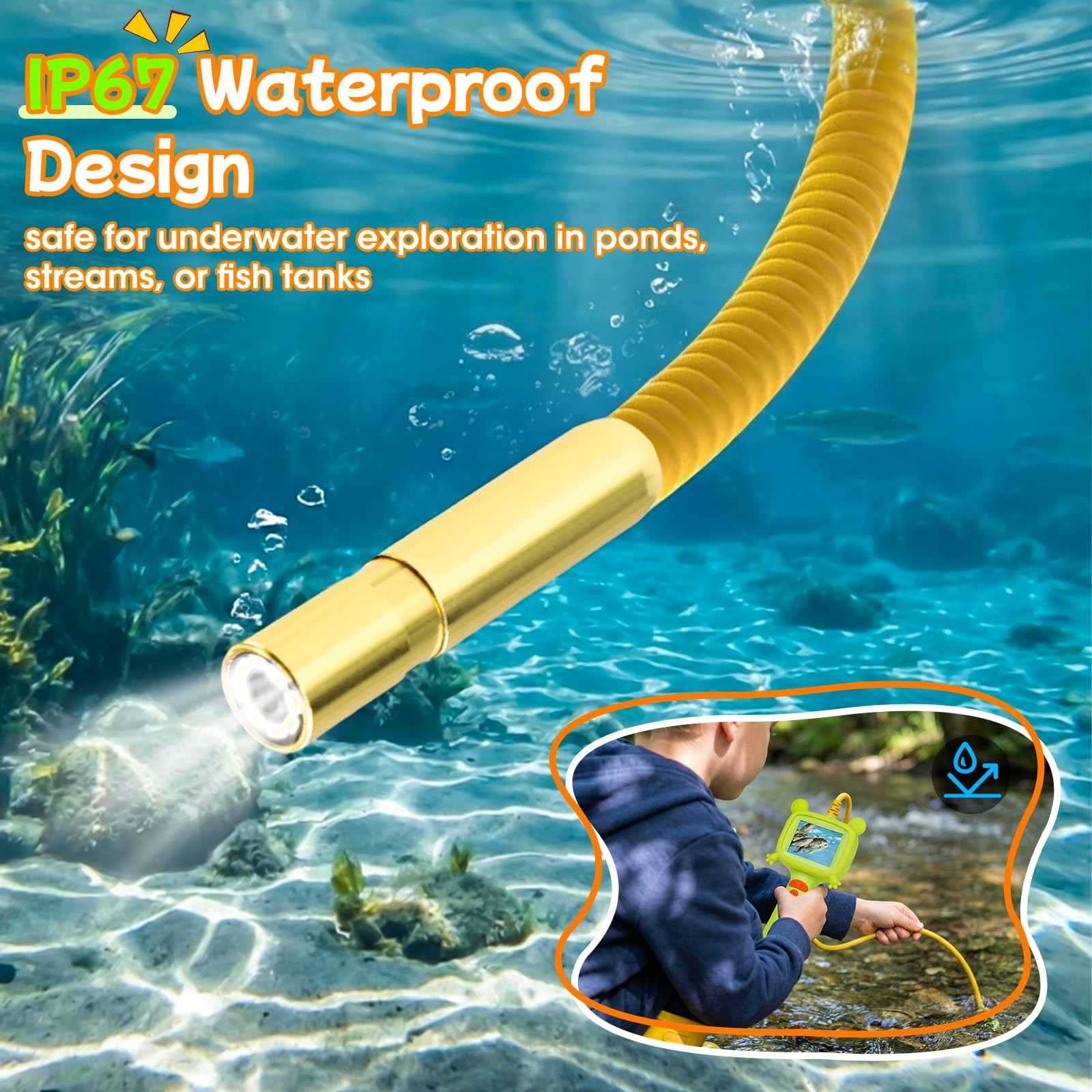 BESTISAN Kids Borescope Camera Toy with Light – STEM Science Green