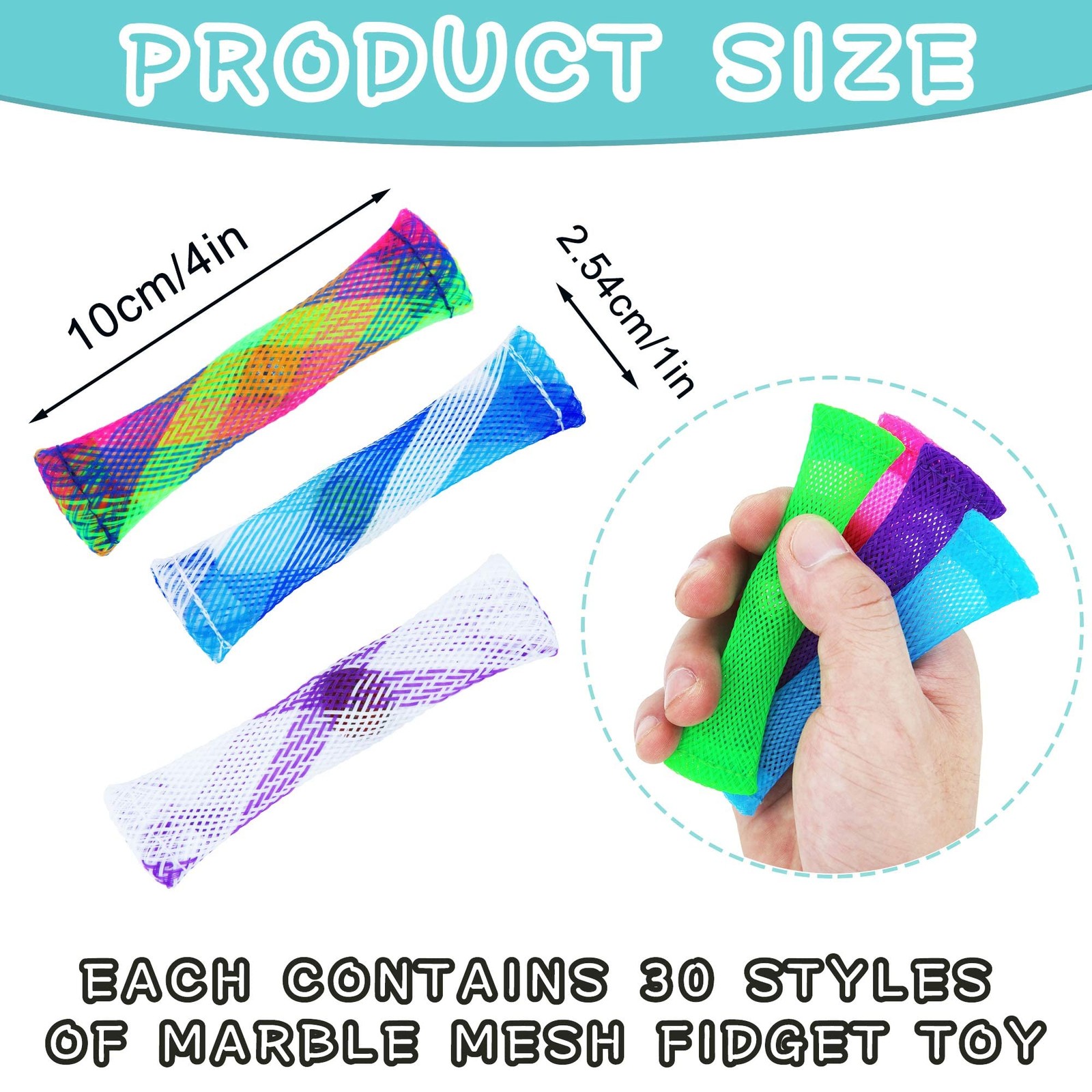 Fidget Toy 42 Pack Mixed Color Marble Mesh 4 inches / 10 cm, Colors