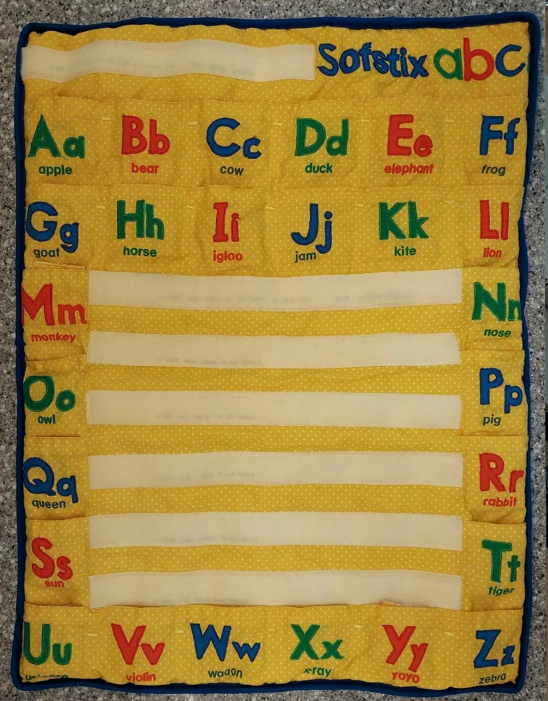 Mary Makers Sofstix ABC’s Cloth Alphabet Letters Kids Spelling Writing Aid 1986