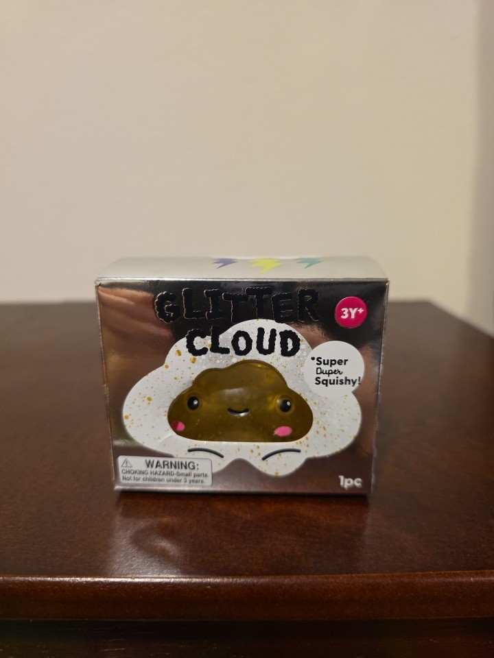 NEW J’Adore Glitter Cloud Super Duper Squishy Tactile Squeeze Toy CLEAR