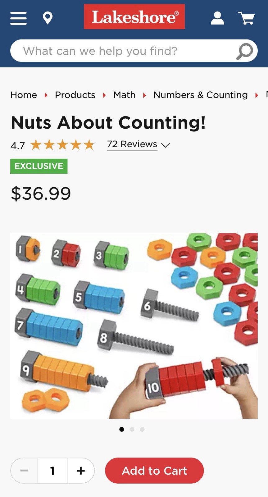 Lakeshore Learning “Nuts About Counting” Nuts And Bolts Counting Game Complete