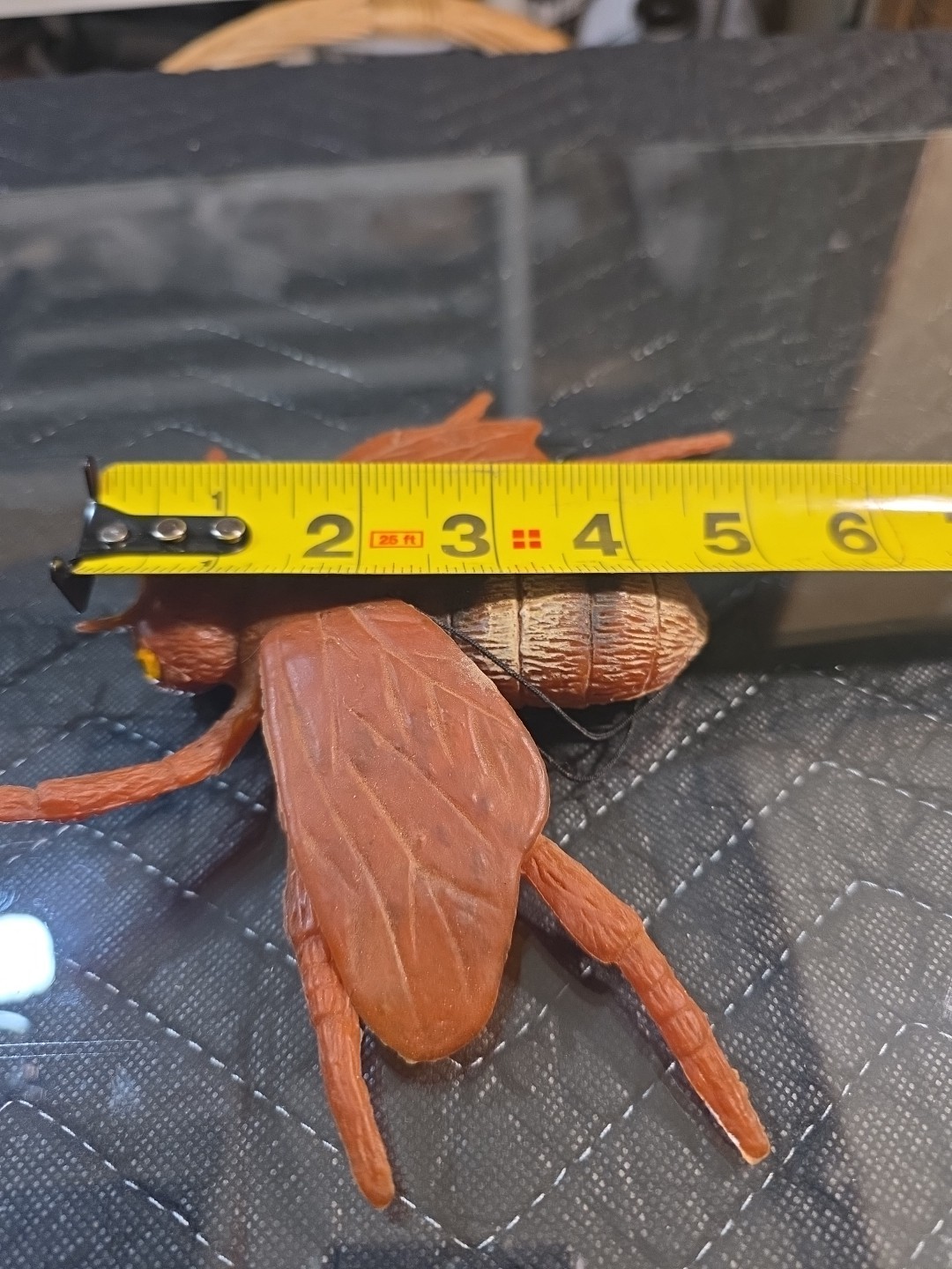 Vintage Large Rubber Bug Insect Orange Bee Realistic Toys