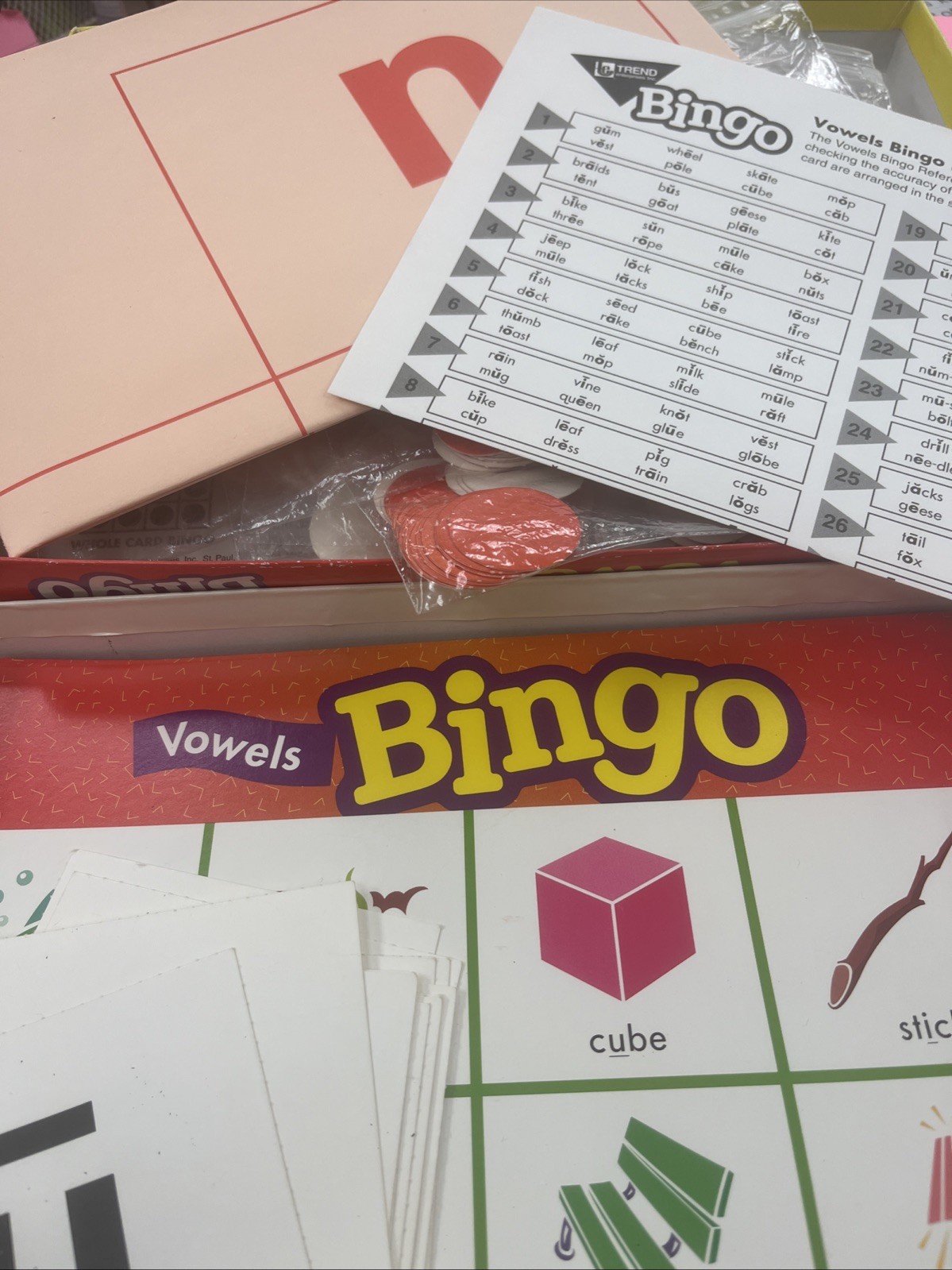 TREND Vowels Bingo Game Vintage 1995 Class Set 36 Student Playing Cards COMPLETE