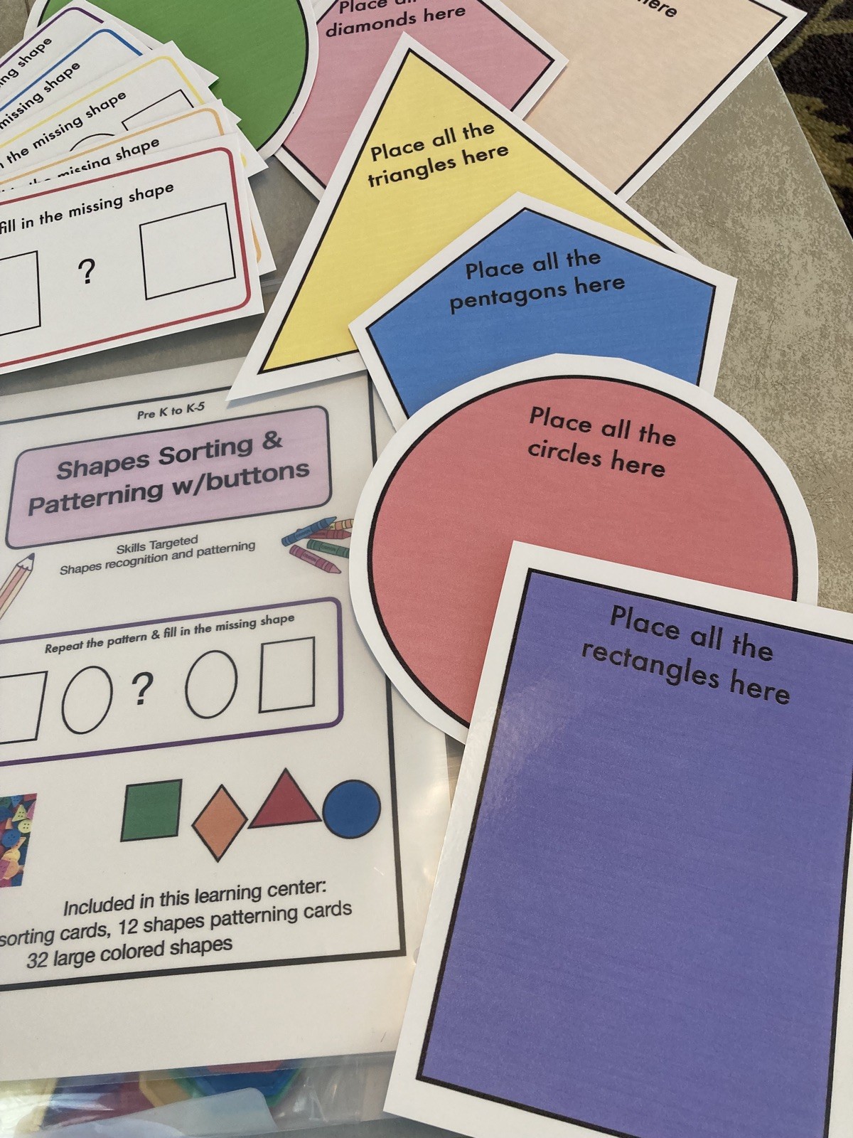 Color Sorting & Shapes Sorting Patterning w/Lakeshore Learning Bag * 2 sets