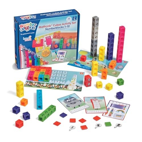 MathLink Cubes Activity Set 1-10, 30 Preschool Learning Activities, Counting Blo