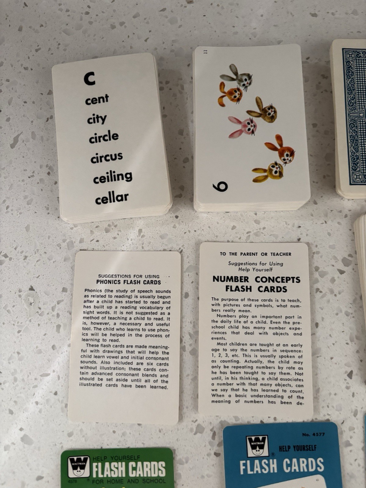 Vintage Whitman Phonics Flashcards & Card Games w/ Plastic Cases