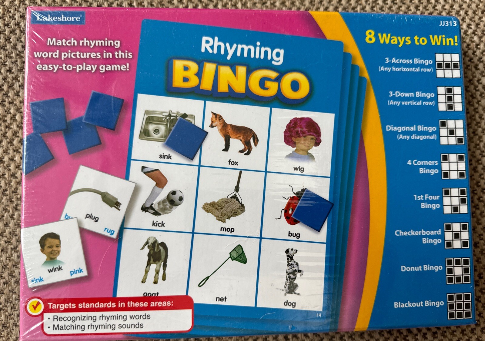 NEW SEALED Lakeshore Rhyming Bingo Game, Rhyming Words, Ages 4 and Up, JJ313