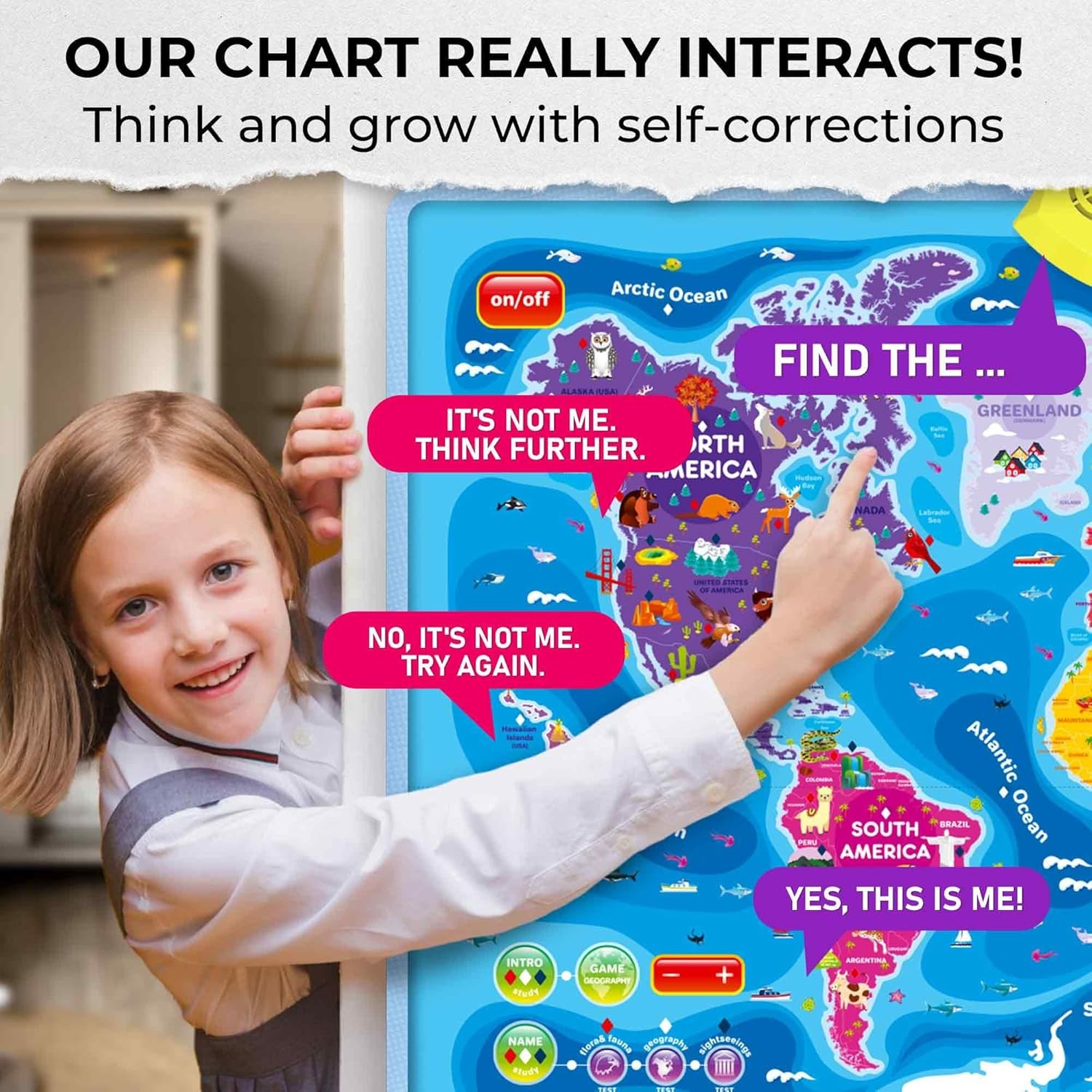Kids Educational World Map Poster Wall Chart Teaching Geography Map Age 5 7