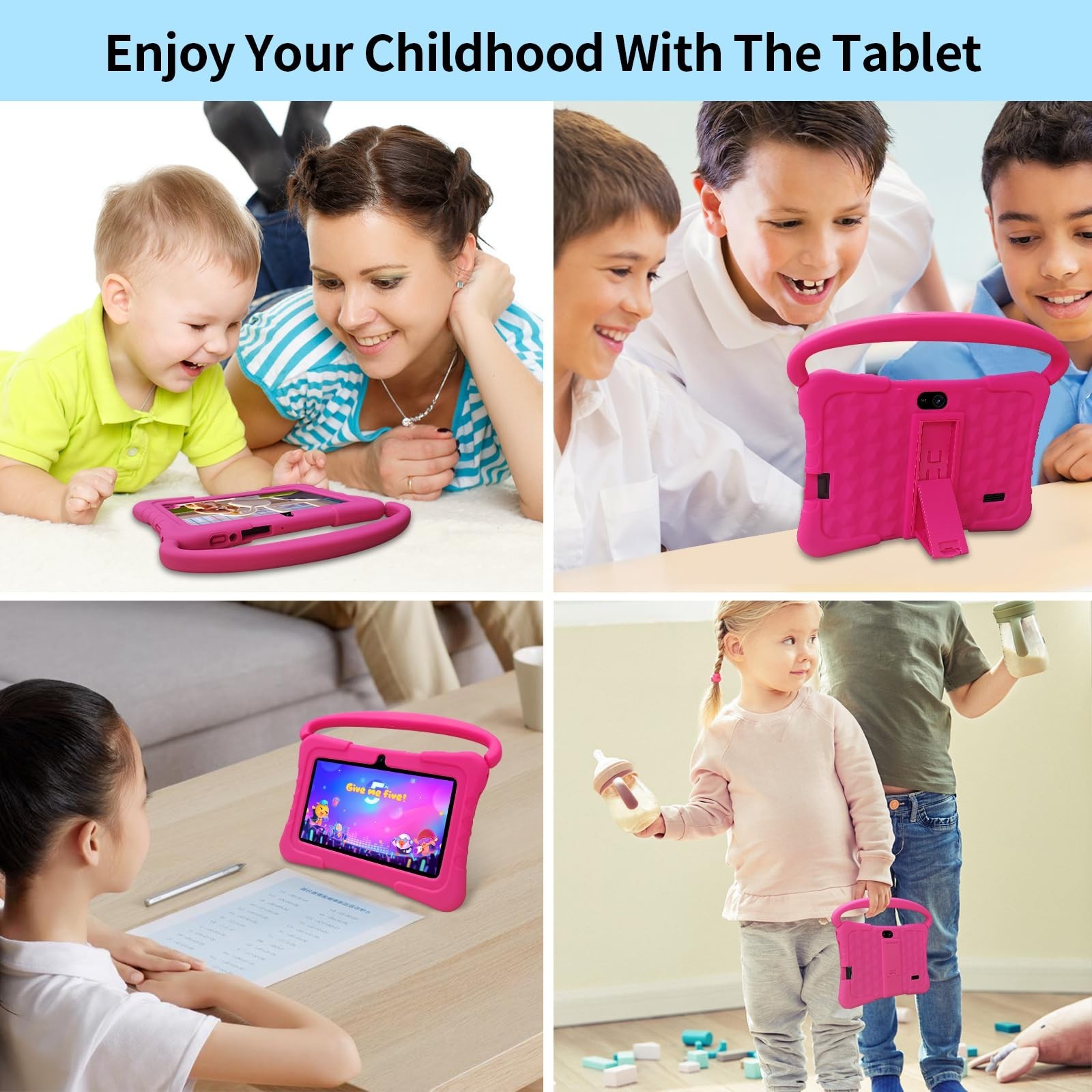 Kids Tablet Wintouch 2GB RAM 32GB ROM Android 11 Learning Education Blue Pink