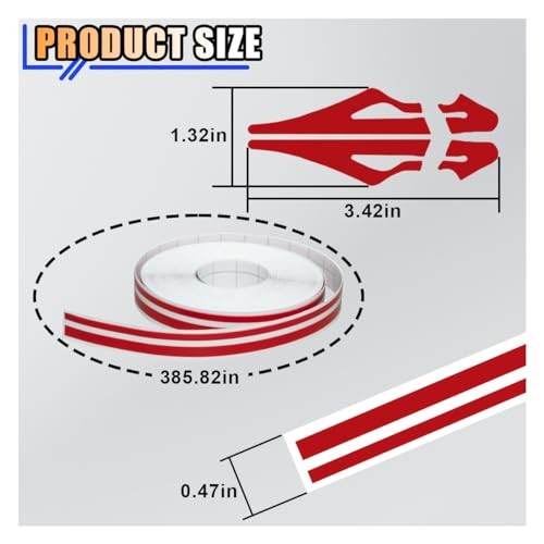 32Ft Car Pinstriping Tape, Vinyl Pin Striping Decals Car Trim Stripe Tape Red