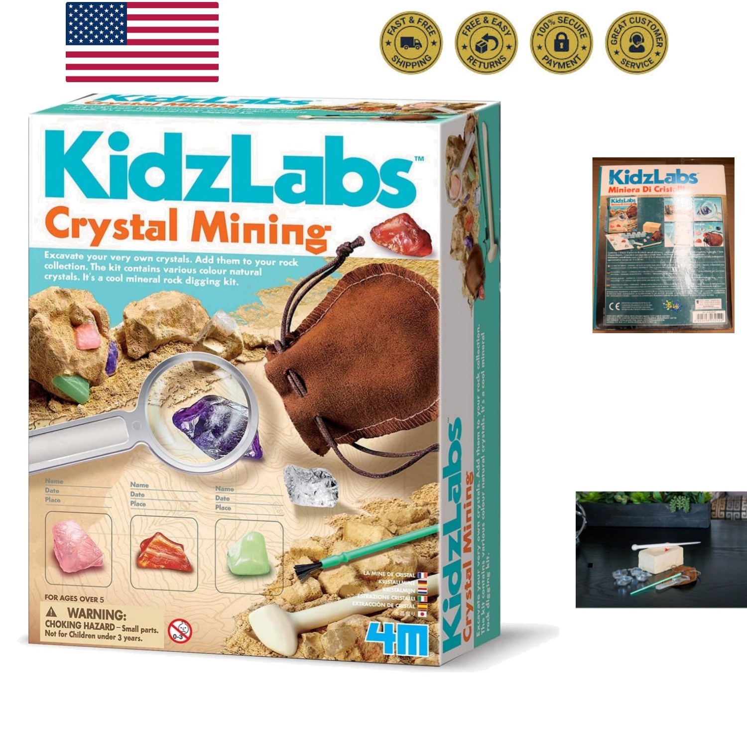 Kidzlabs Crystal Mining Kit, DIY Science Kit – Dig for gem Stones, For Boys &…