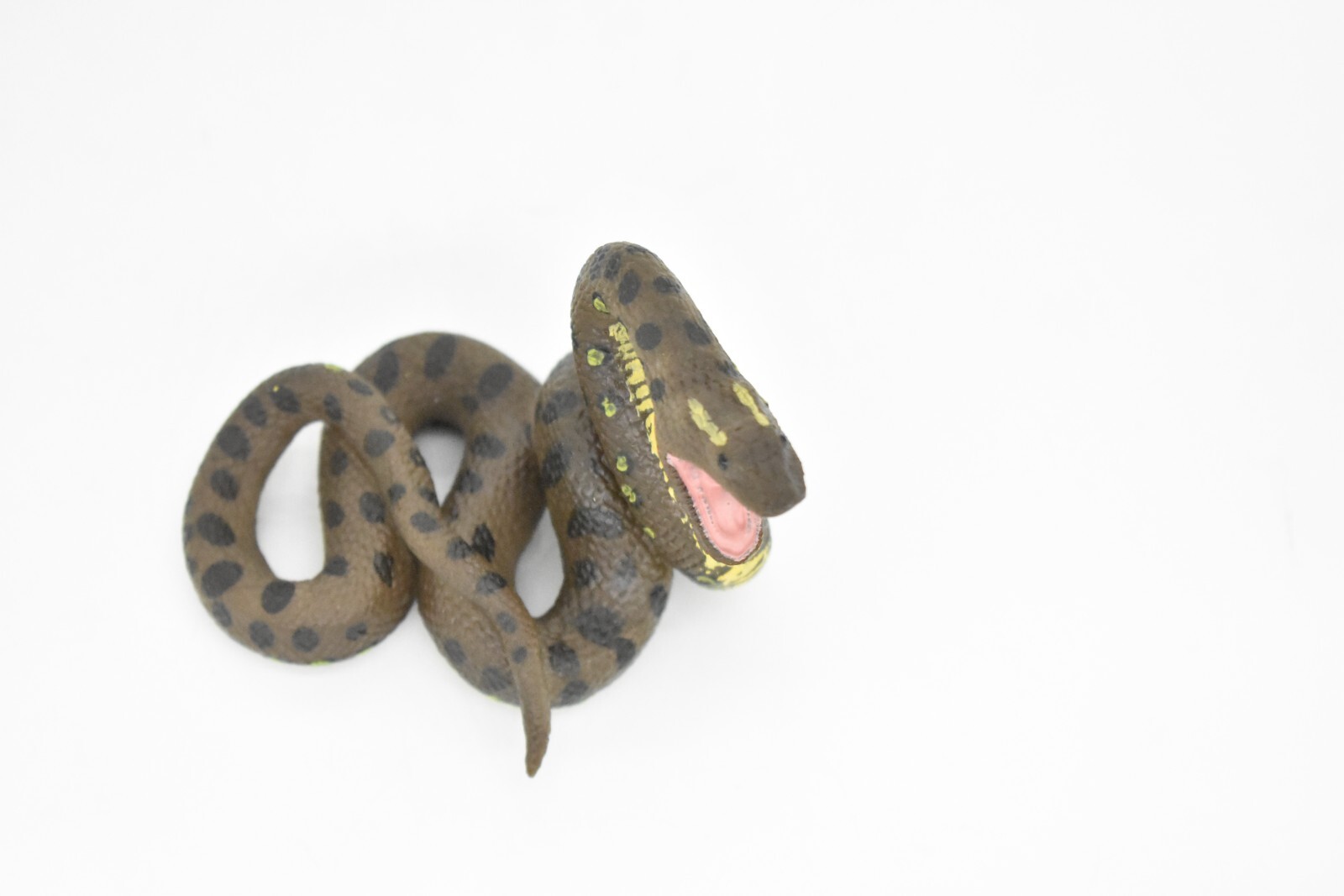 Python Snake, Very Realistic Rubber Reproduction, Hand Painted Figurine 4″