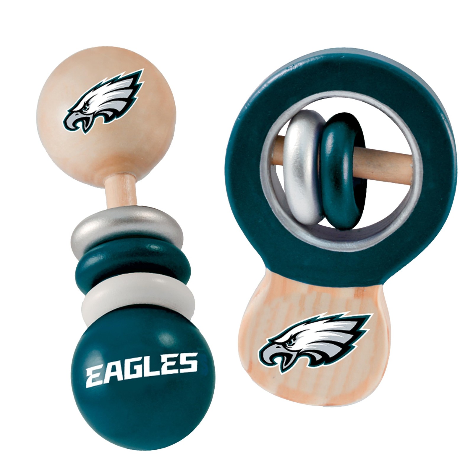 Baby Fanatic Wood Rattle 2 Pack – NFL Pittsburgh Steelers – Small, Black