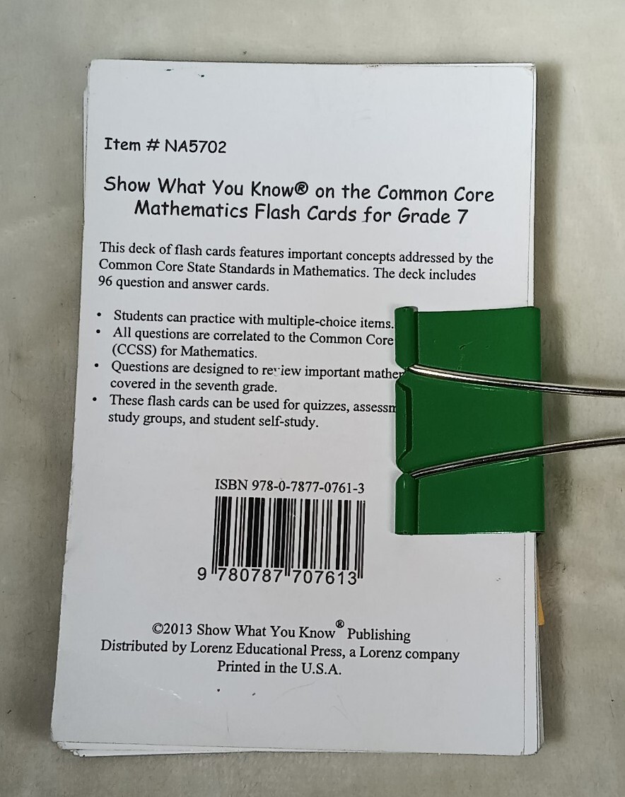 Mathematics Flash Cards Lot Math Common Core OAT OAA 2010 2014 USA