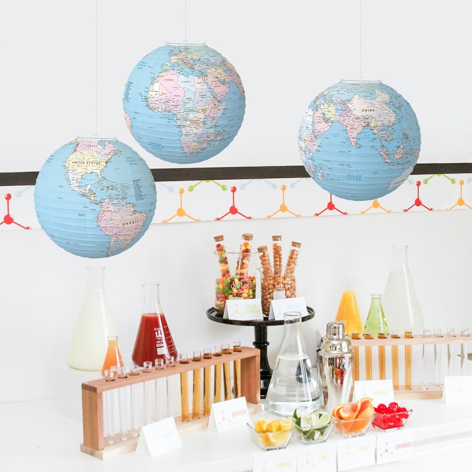 World Map Globes Hanging Paper Lantern Map Classroom Decorations Travel Theme…