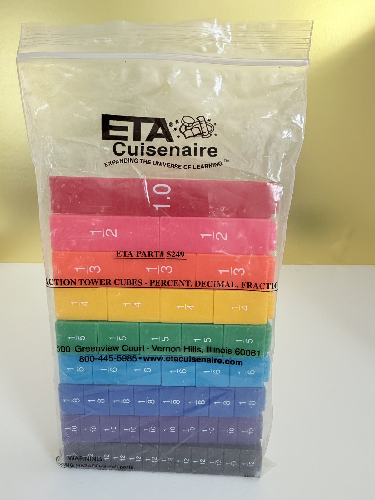 ETA CUISENAIRE FRACTION TILE SET-51 PIECES-MANIPULATIVE