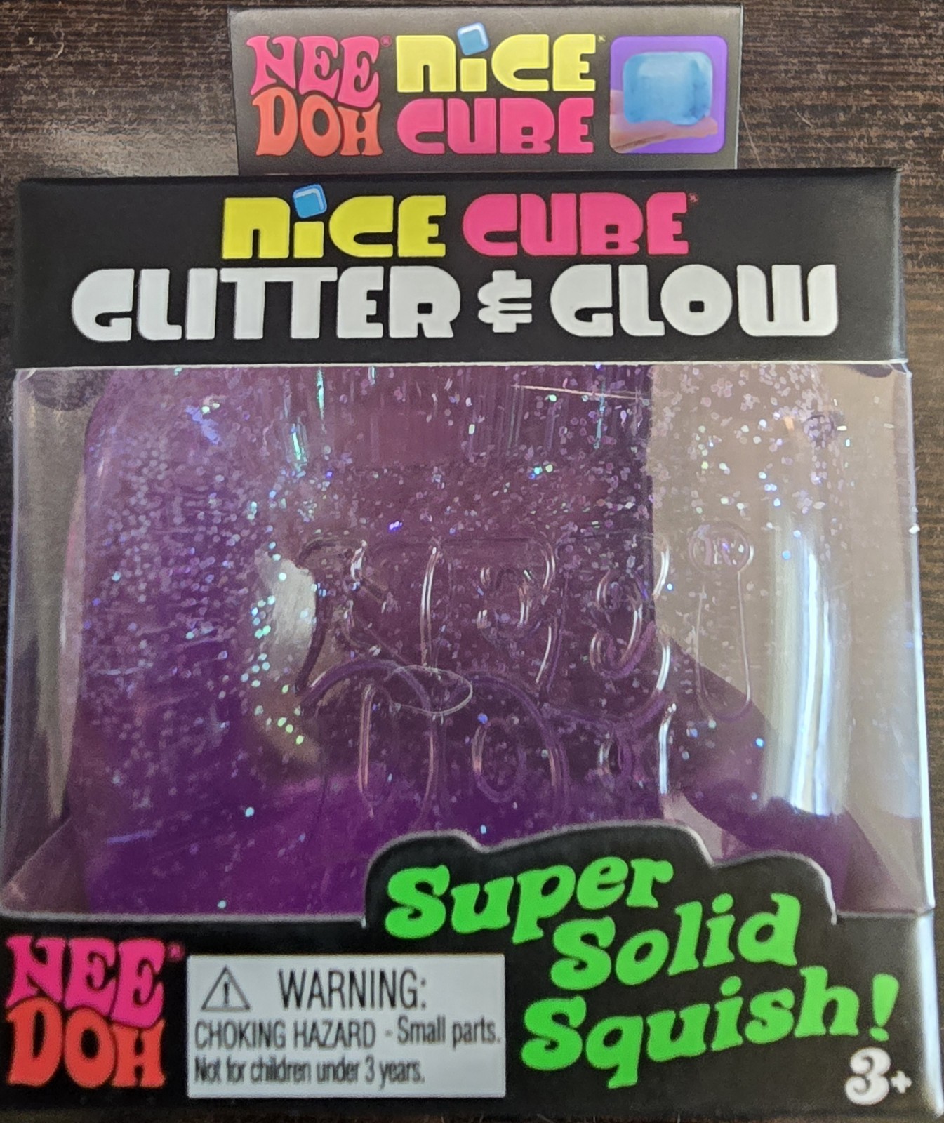 NeeDoh Nice Cube – Glitter & Glow – PURPLE- New in box.